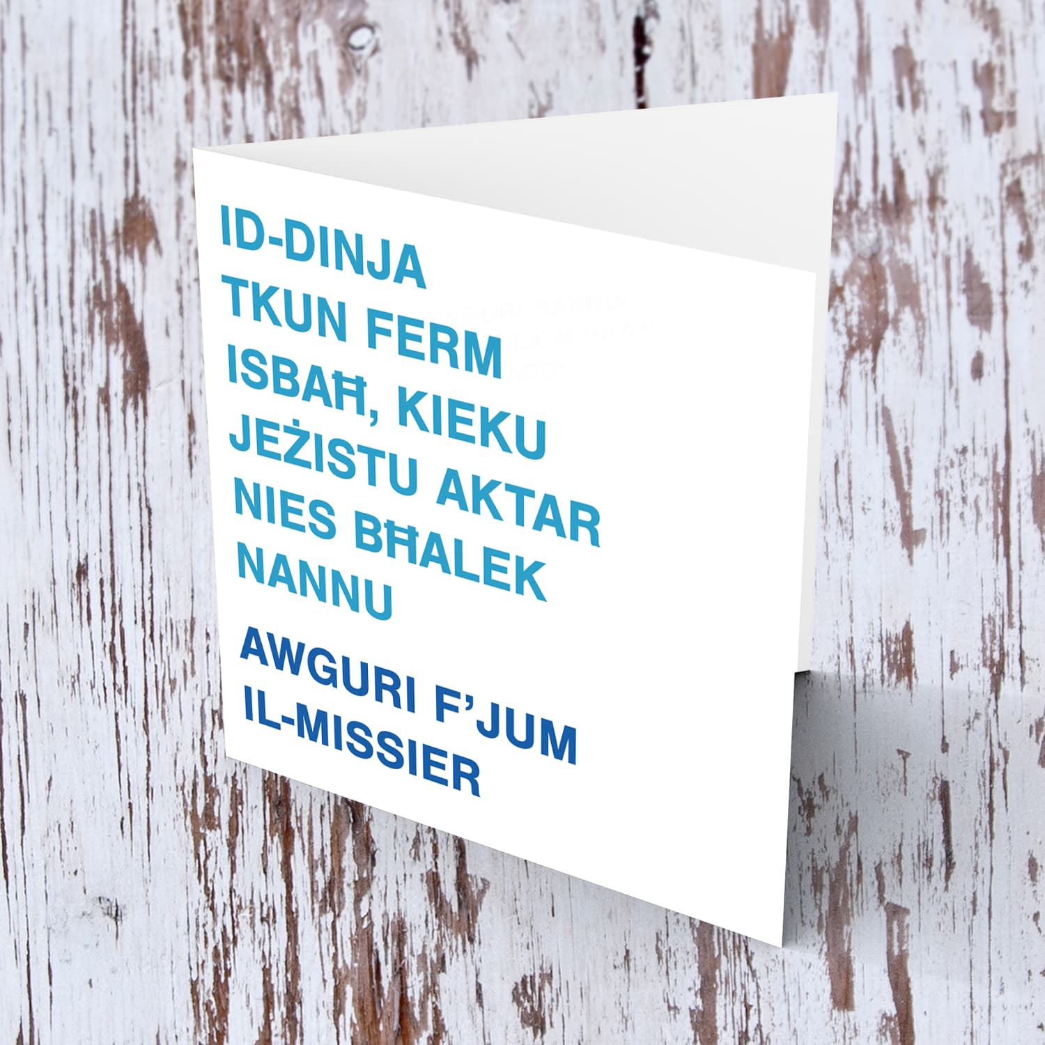 Blue two toned father's day card for Grandpa in Maltese