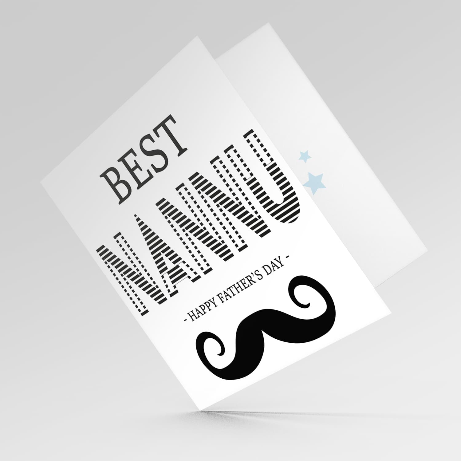 Monochrome father's day card for Nannu in English with moustache