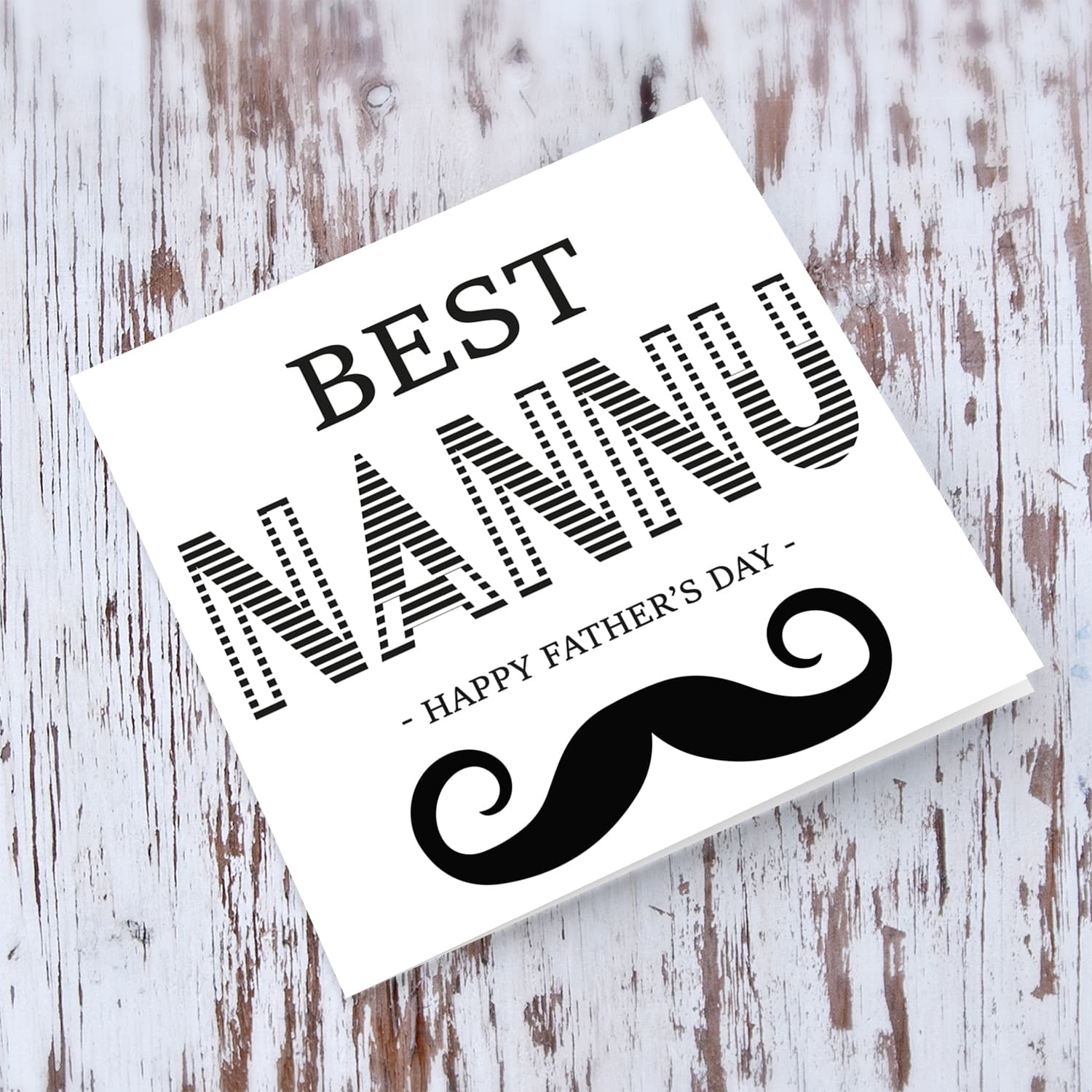 Monochrome father's day card for Nannu in English with moustache