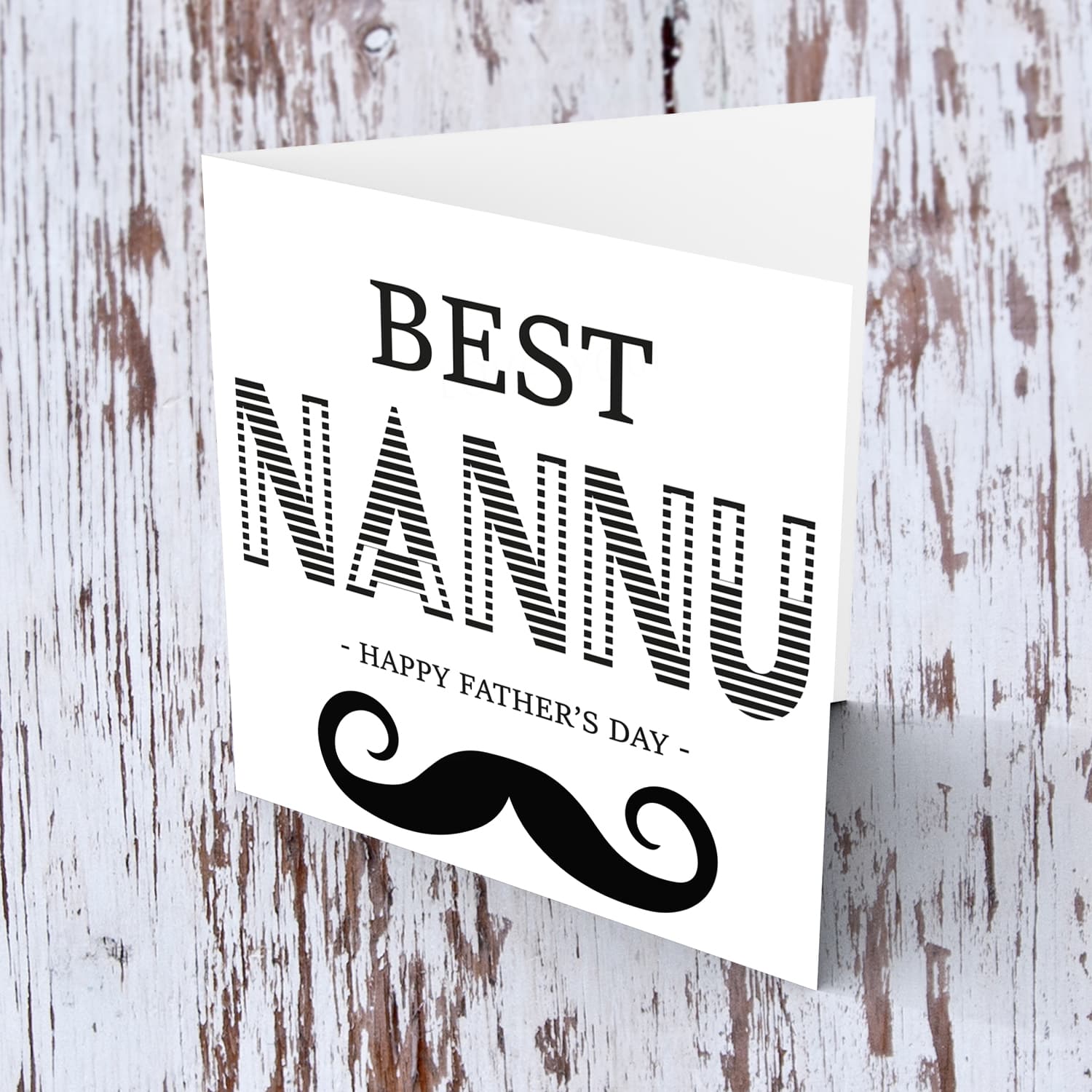 Monochrome father's day card for Nannu in English with moustache