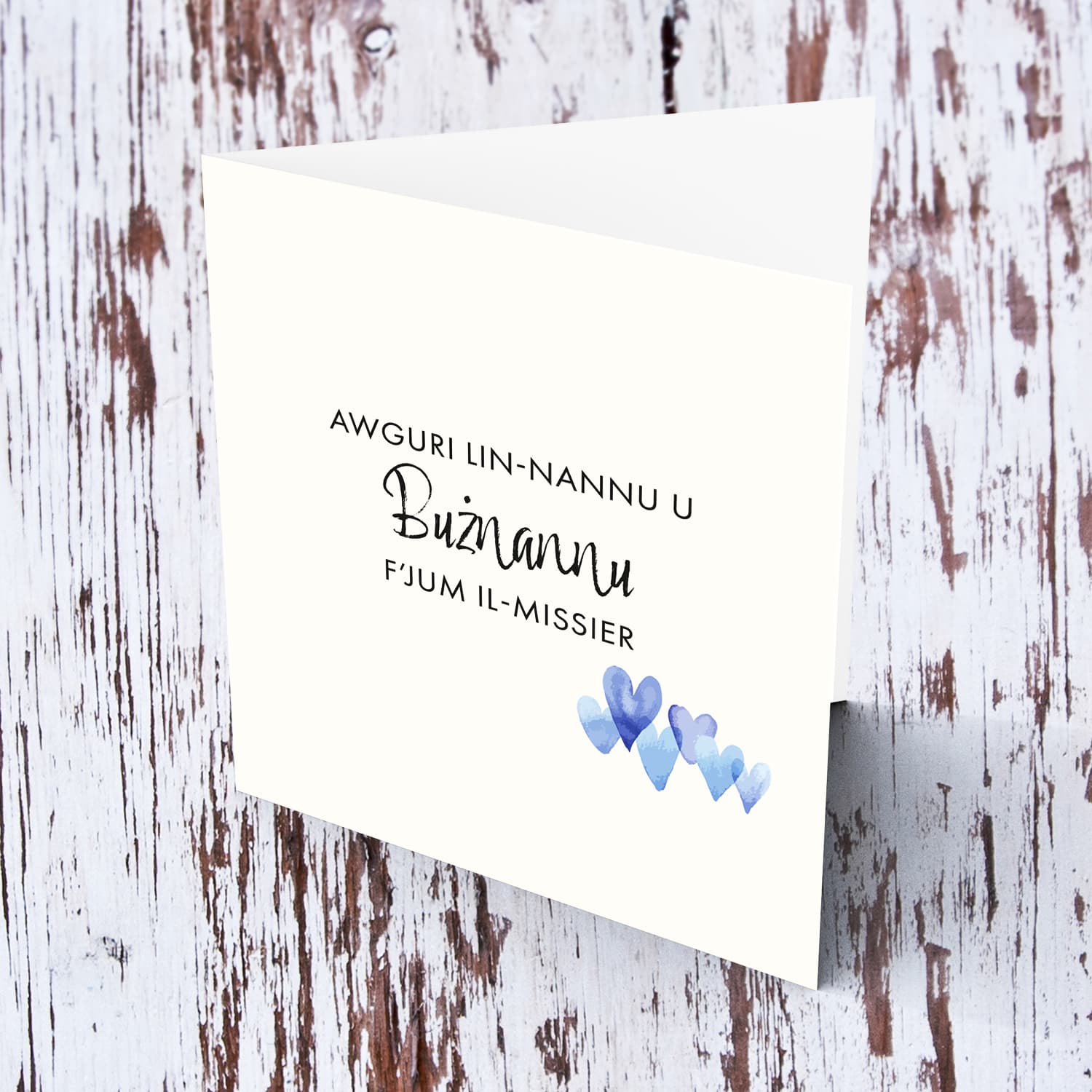 A minimalist father's day card for Grandpa & Great Grandpa with a blue heart detail in Maltese