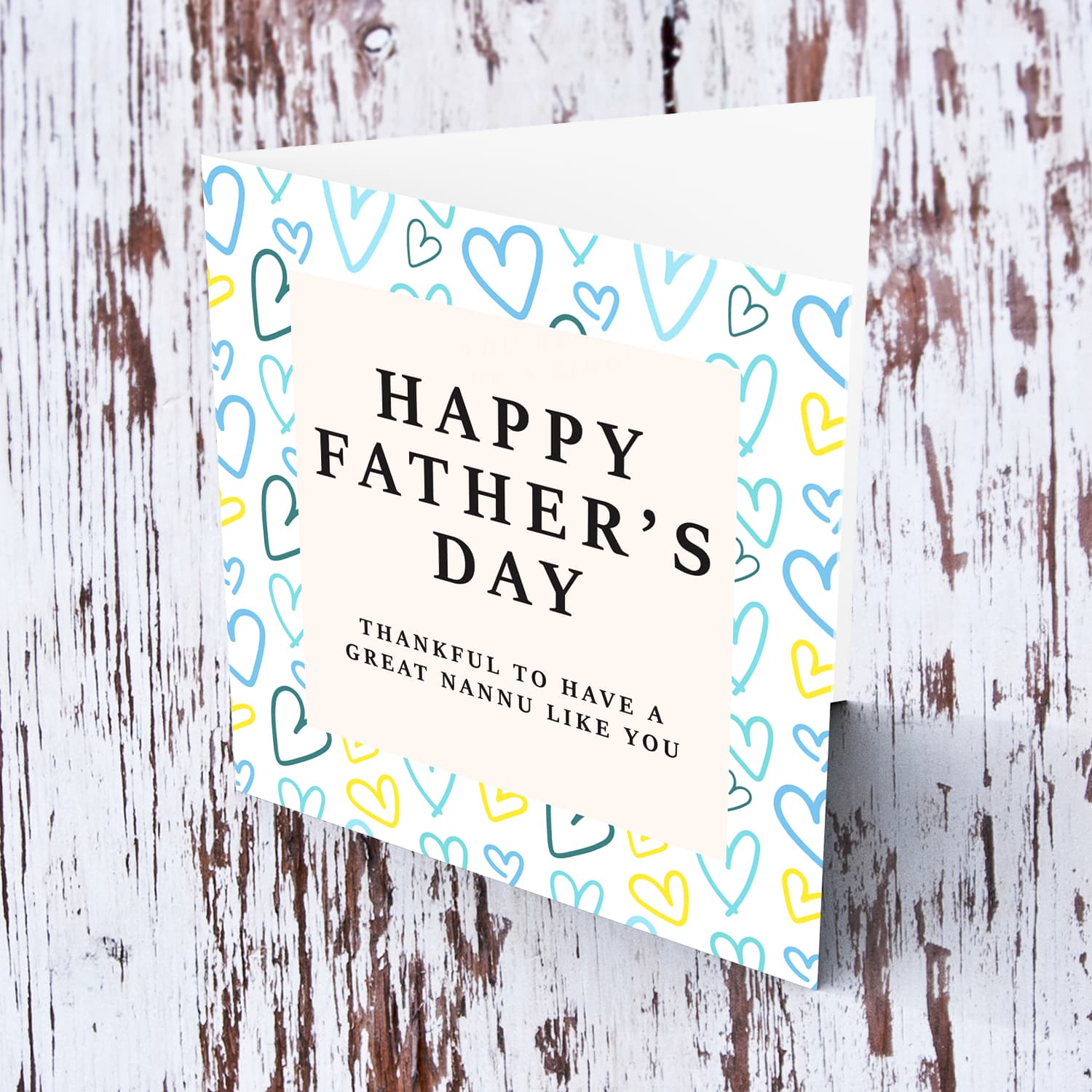 A beautiful father's day card for grandpa / nannu featuring a heart themed background in English