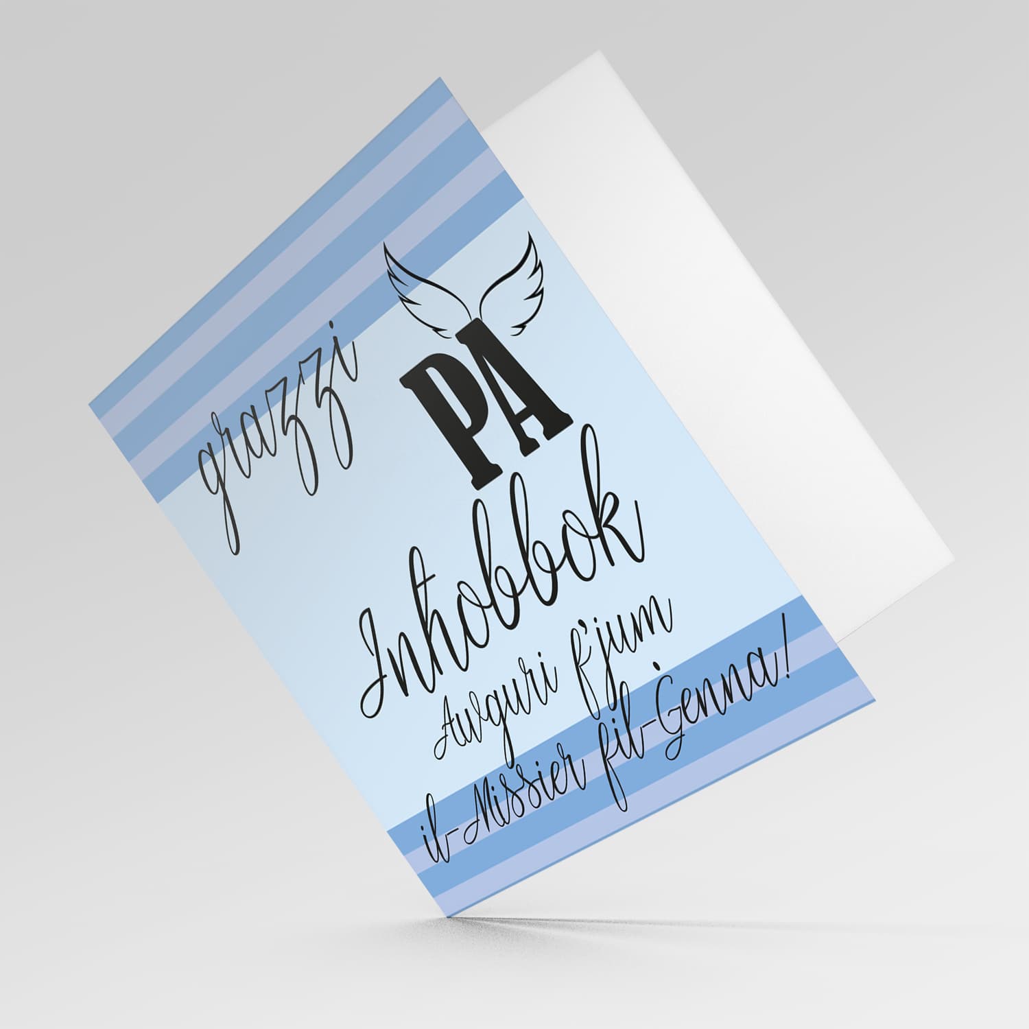 Blue toned father's day card for dad in heaven in Maltese 