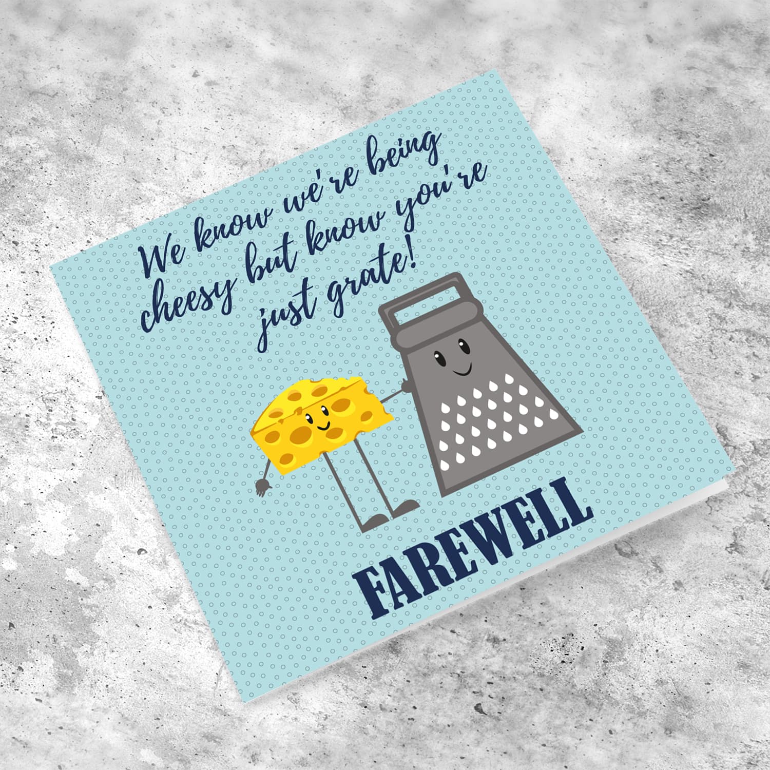 Cheesy farewell card in English