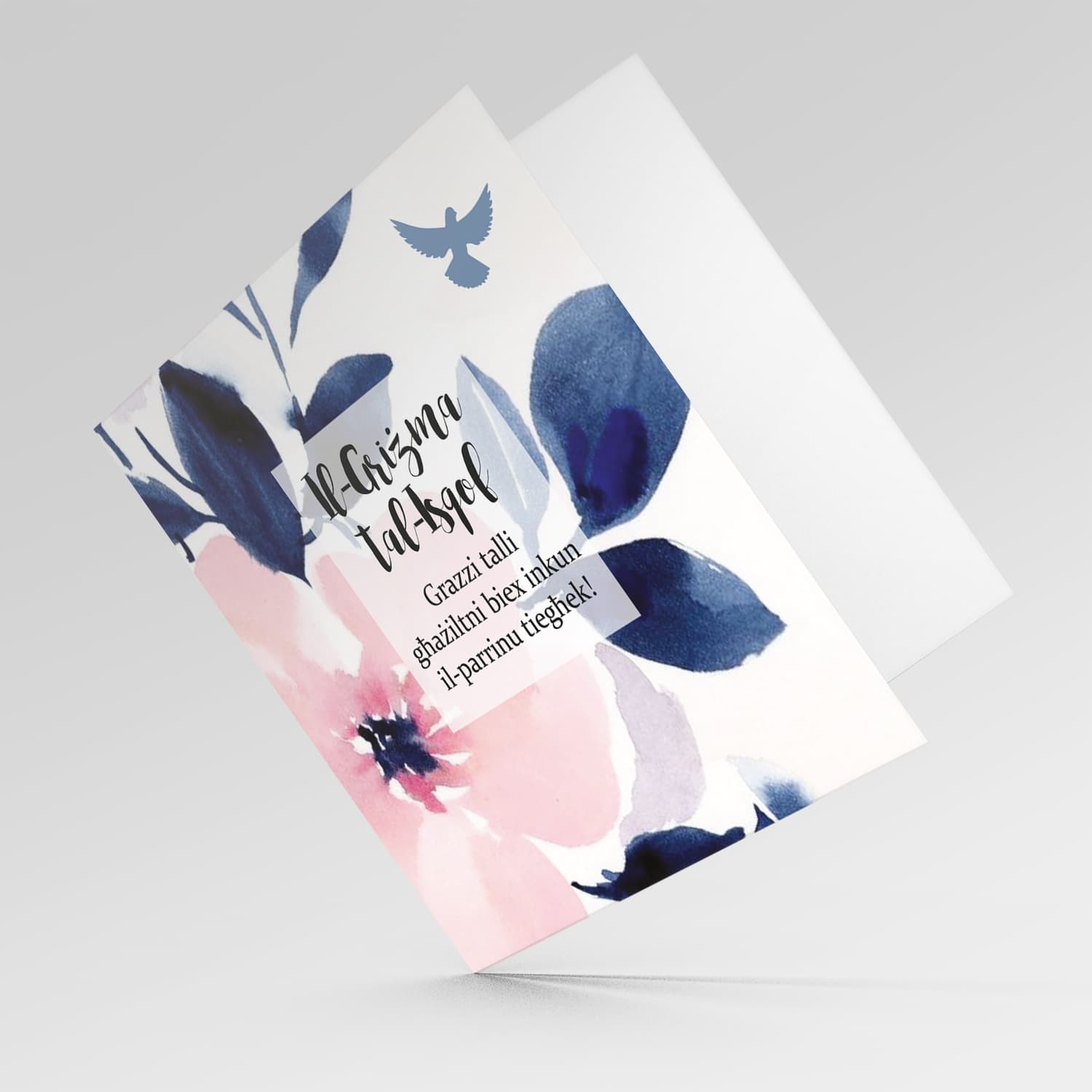 Pink florals with blue petals watercolour background - Thank you for choosing me to be your Godfather 