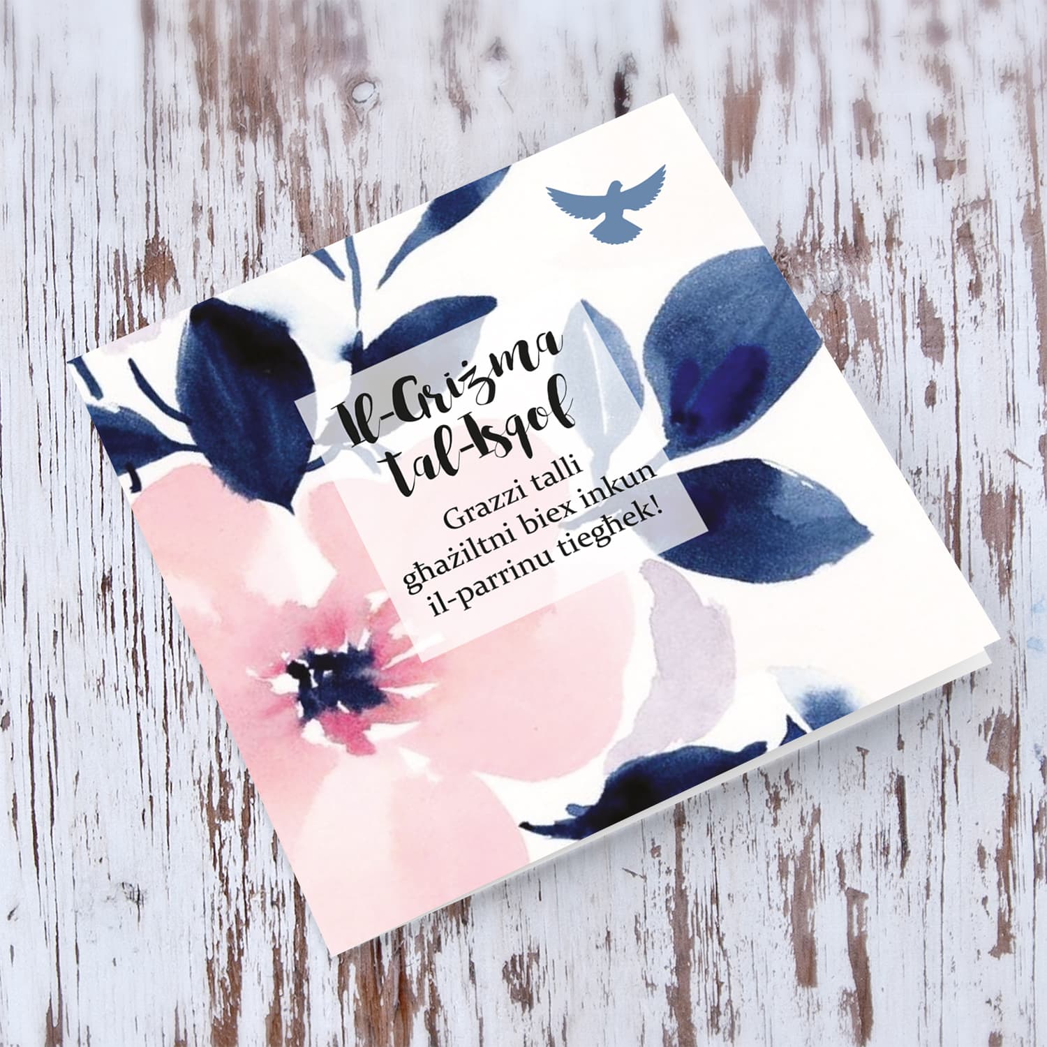 Pink florals with blue petals watercolour background - Thank you for choosing me to be your Godfather 