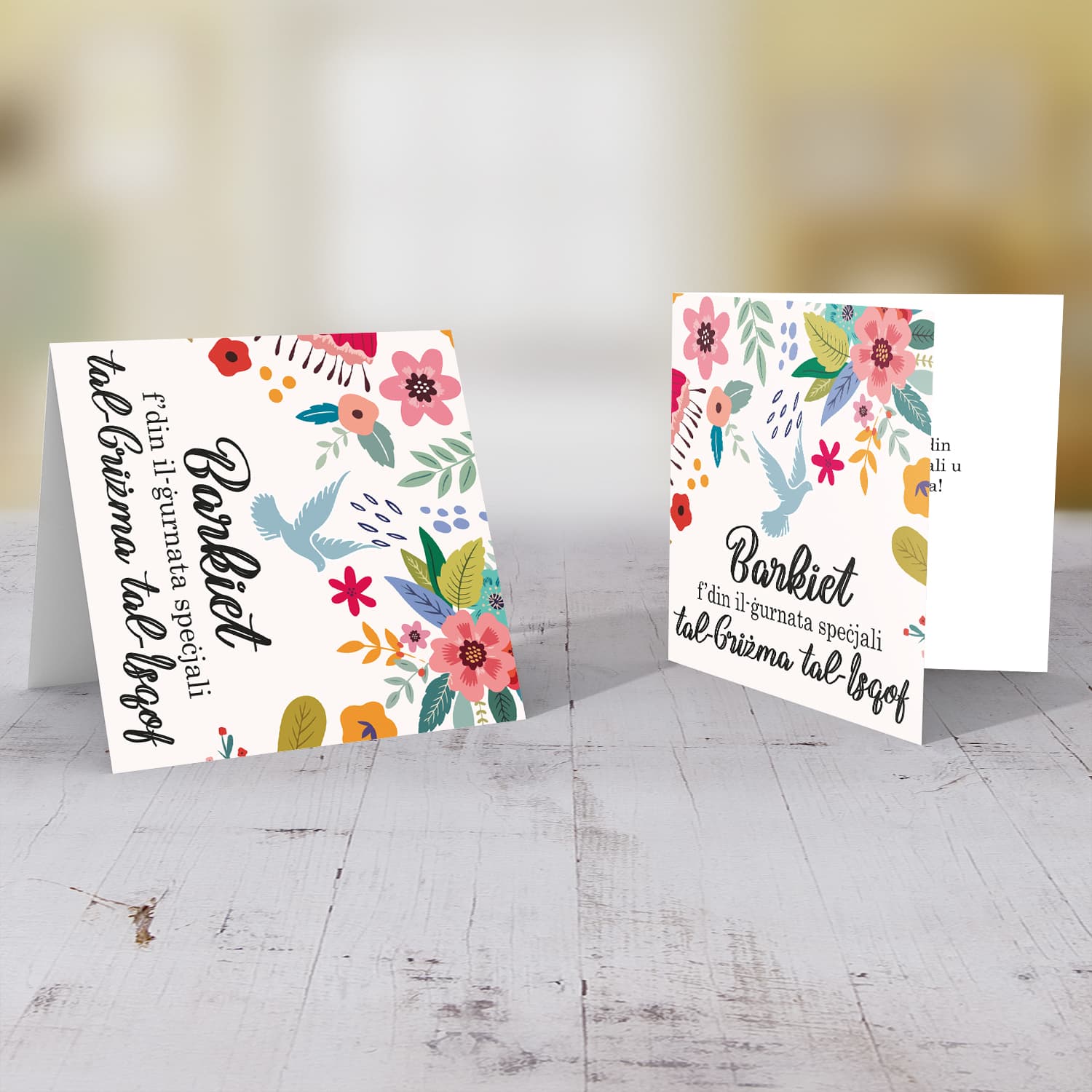 Floral themed confirmation card with Holy Ghost in Maltese for girls