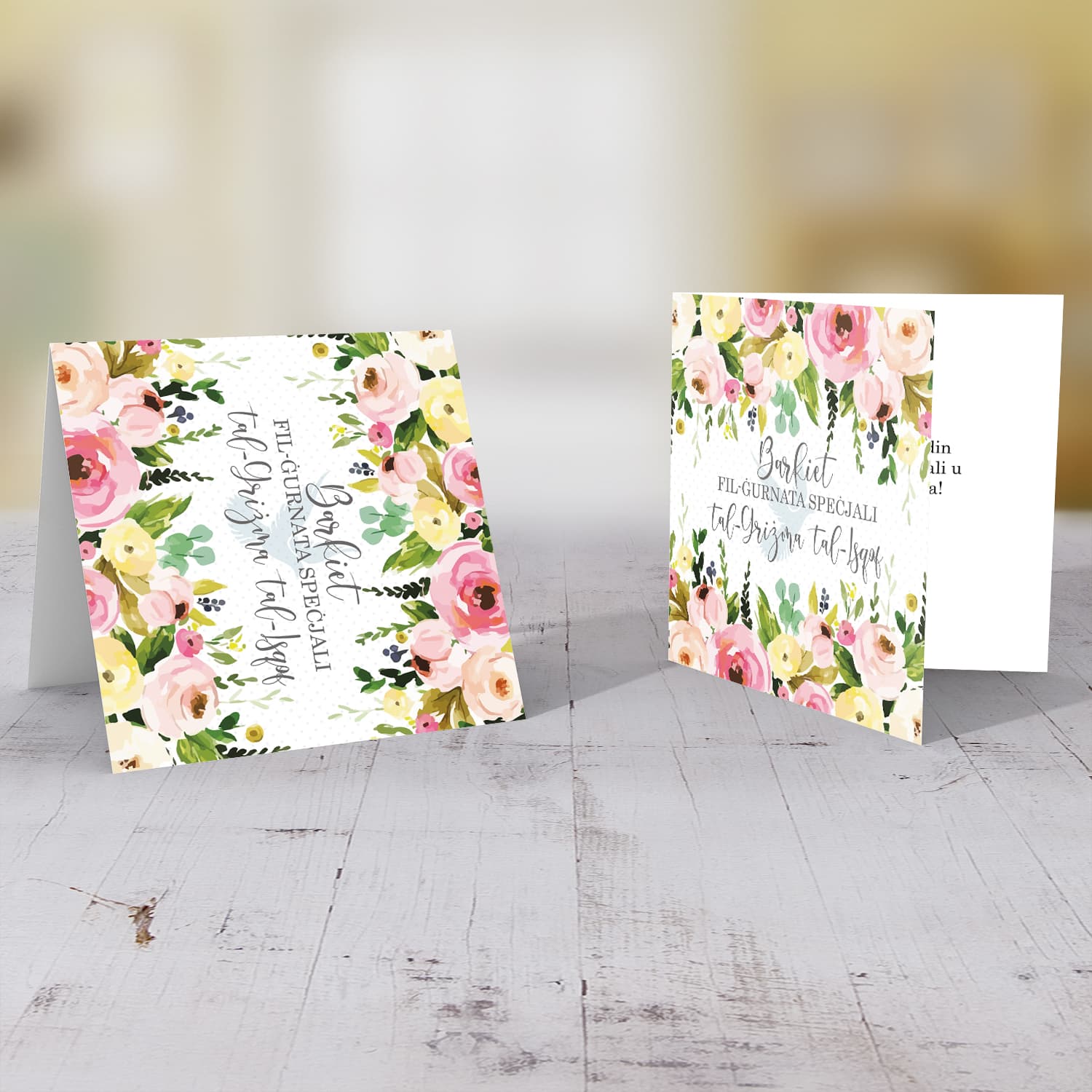Floral themed confirmation card with Holy Spirit in Maltese for girls