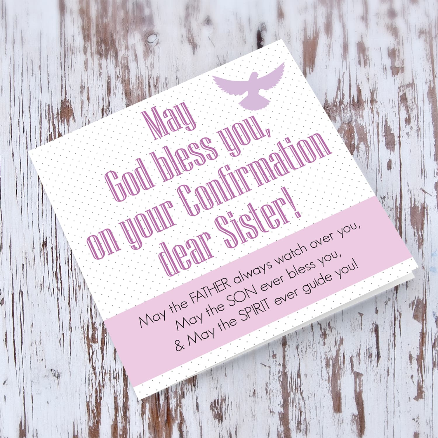 Sister - Confirmation card for Sister in pink tones (English)