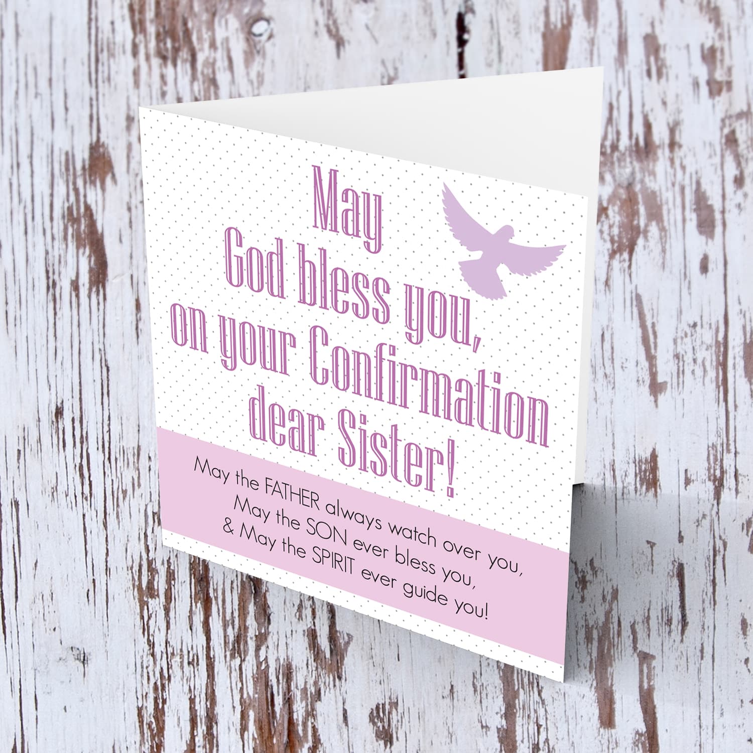 Sister - Confirmation card for Sister in pink tones (English)