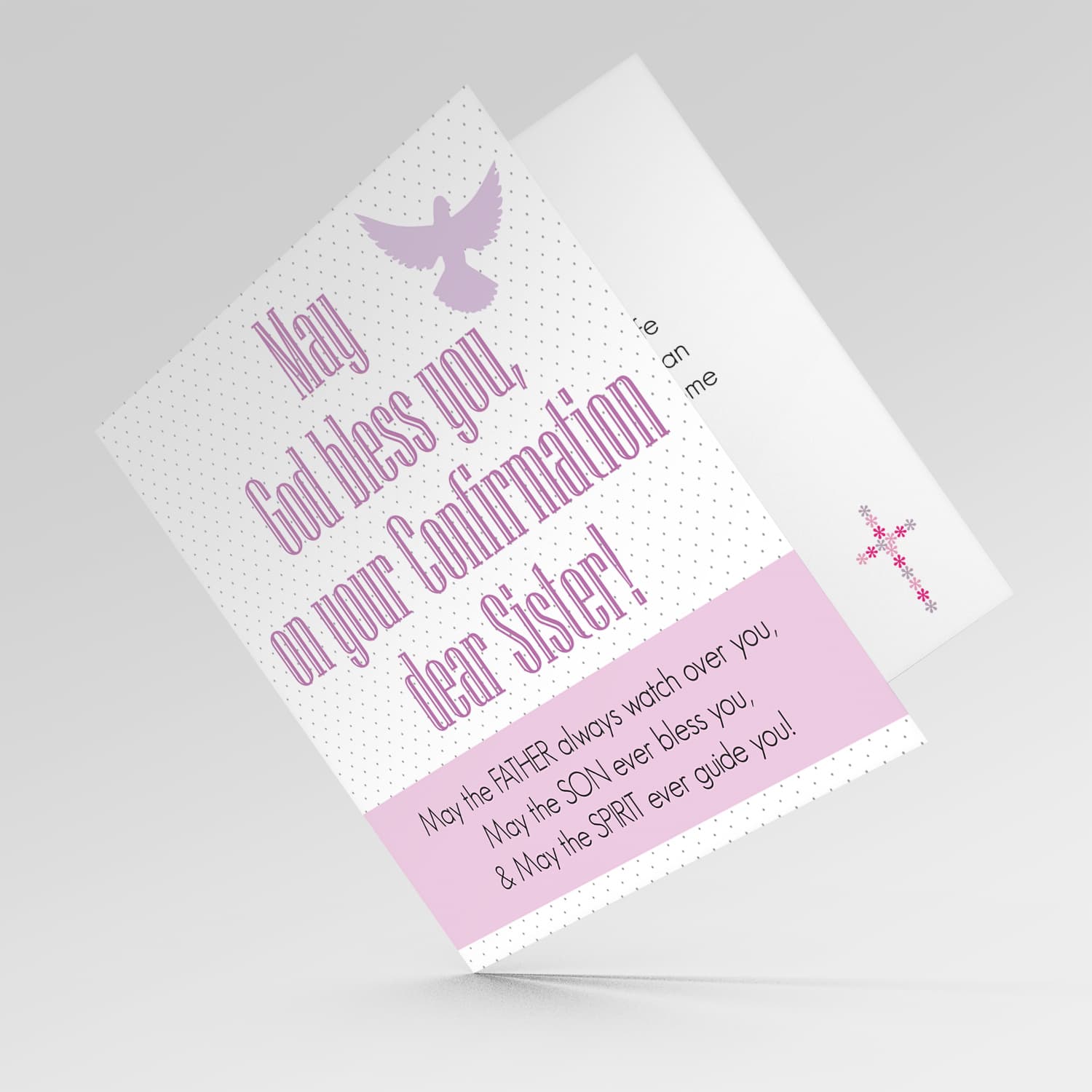 Sister - Confirmation card for Sister in pink tones (English)