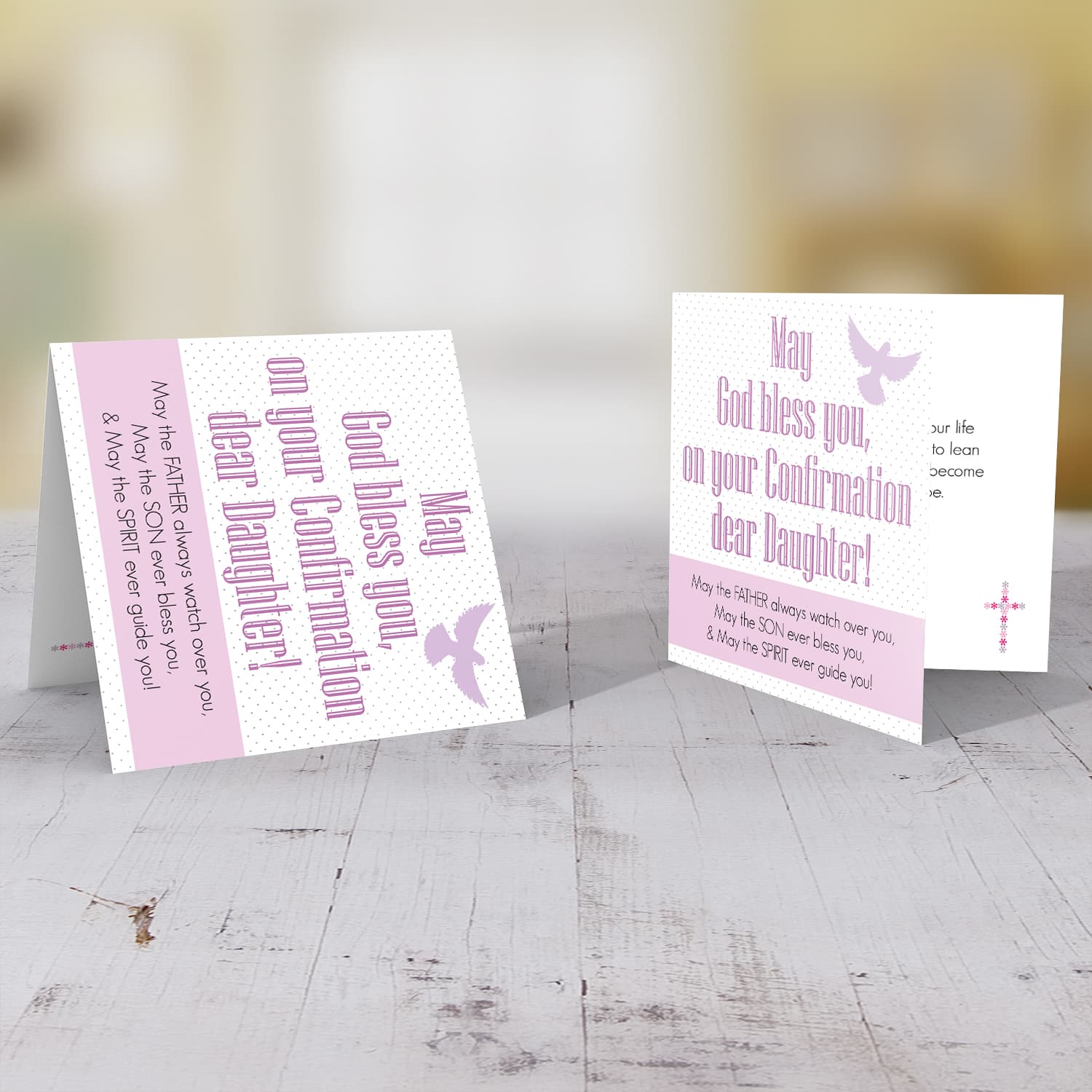 Daughter - Confirmation card for Daughter in pink tones (English)