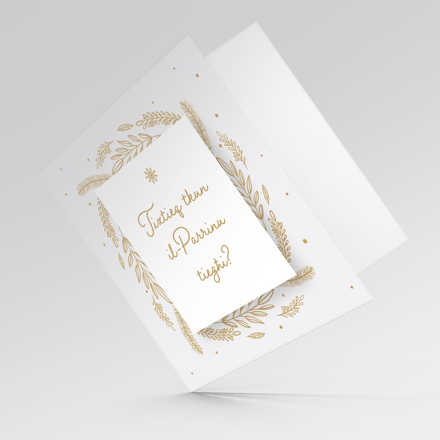 Golden leaves themed card for Sponsor/Parrinu/Godfather (male) in Maltese 