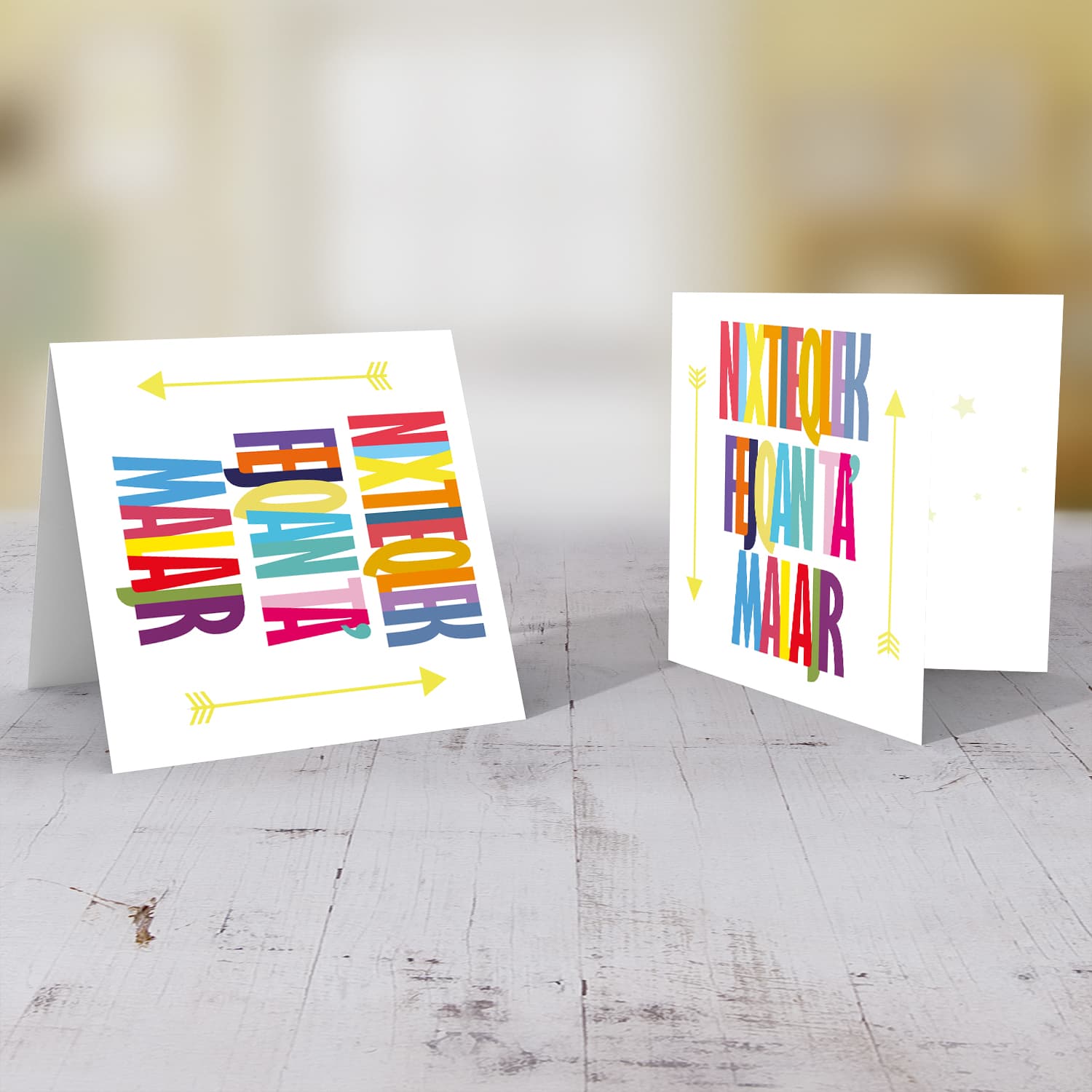 Colourful wording get well soon card in Maltese