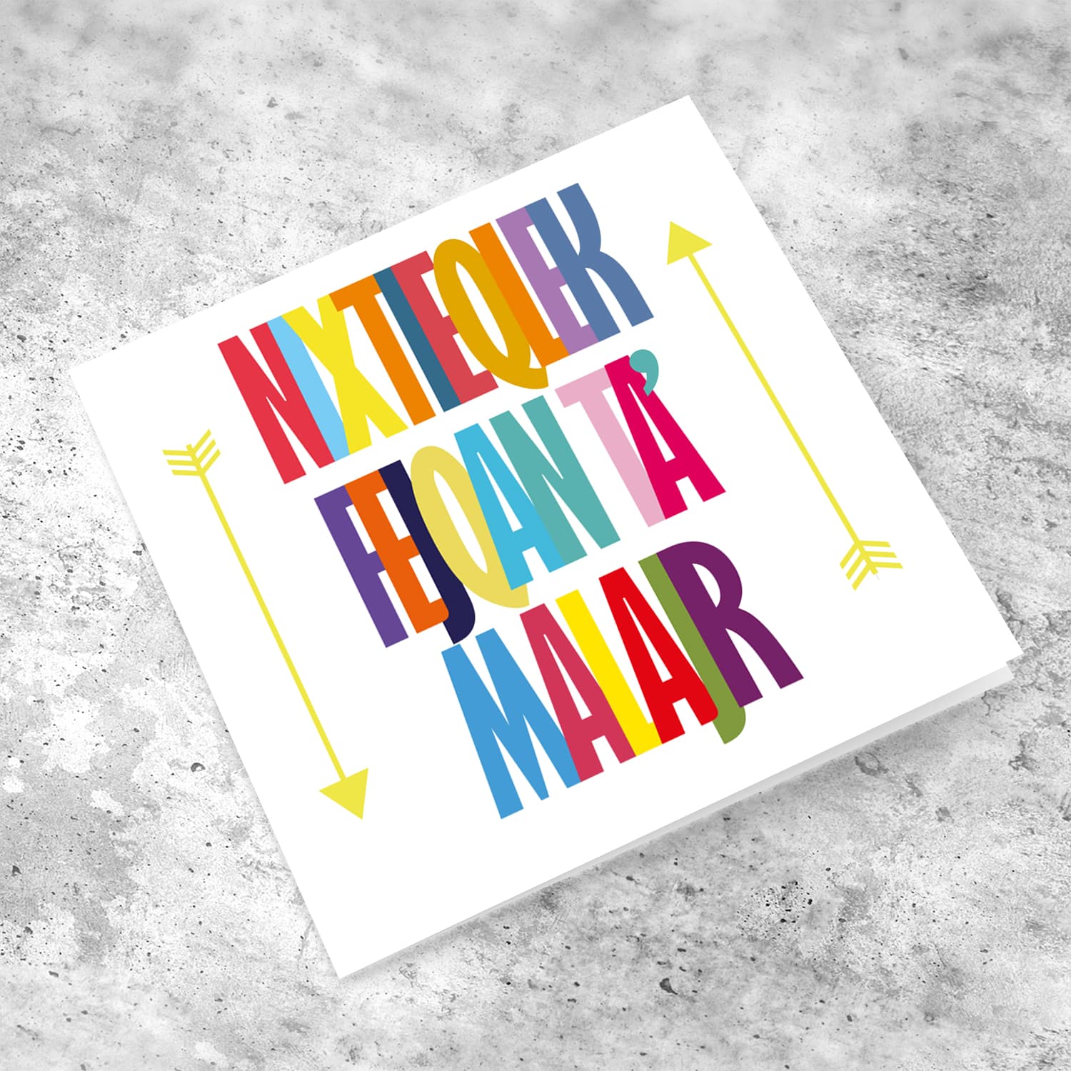 Colourful wording get well soon card in Maltese