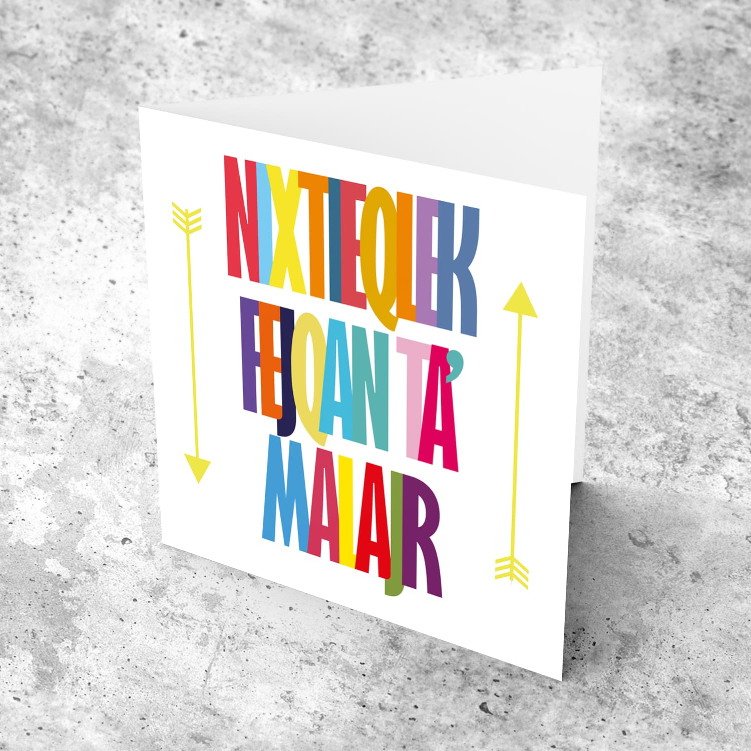 Colourful wording get well soon card in Maltese
