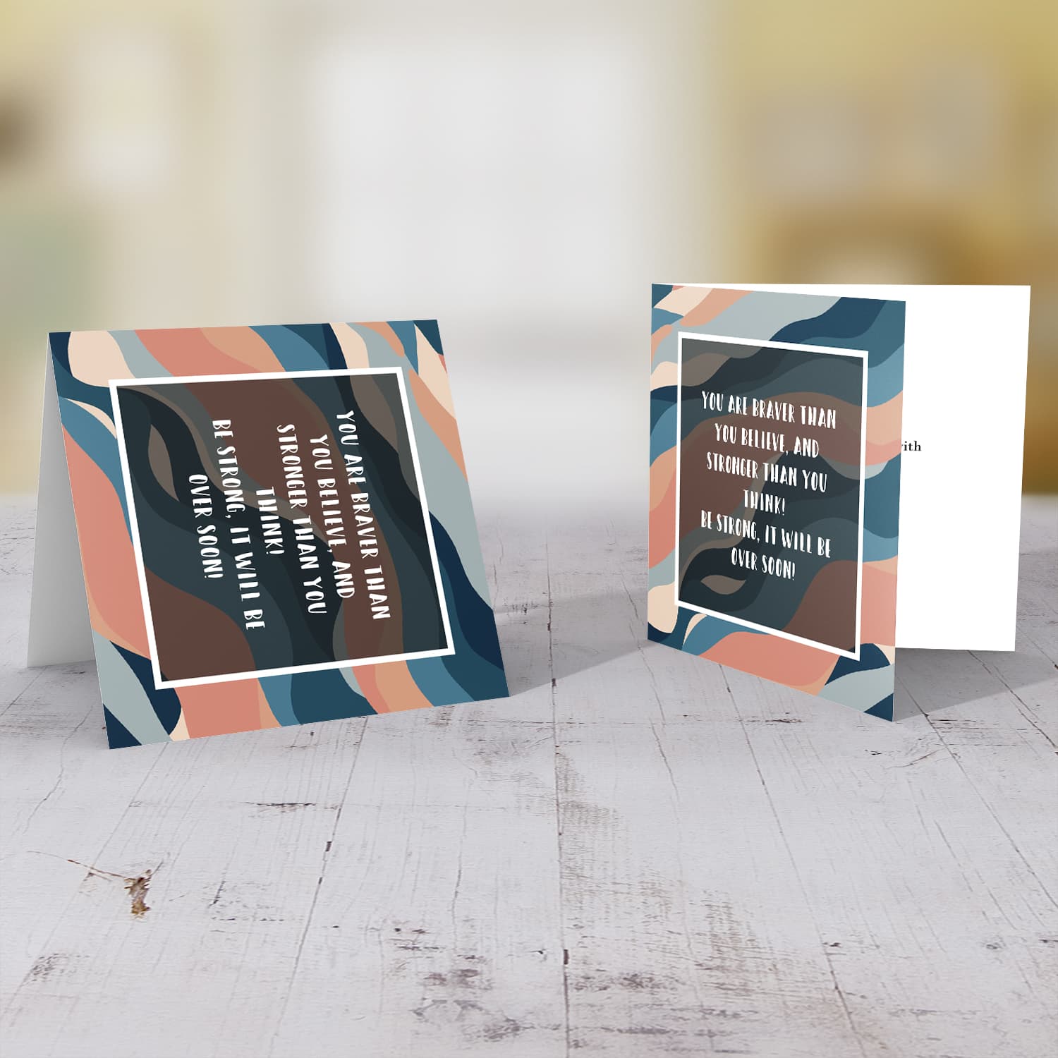 Positive and encouragement card in English with modern wavy background