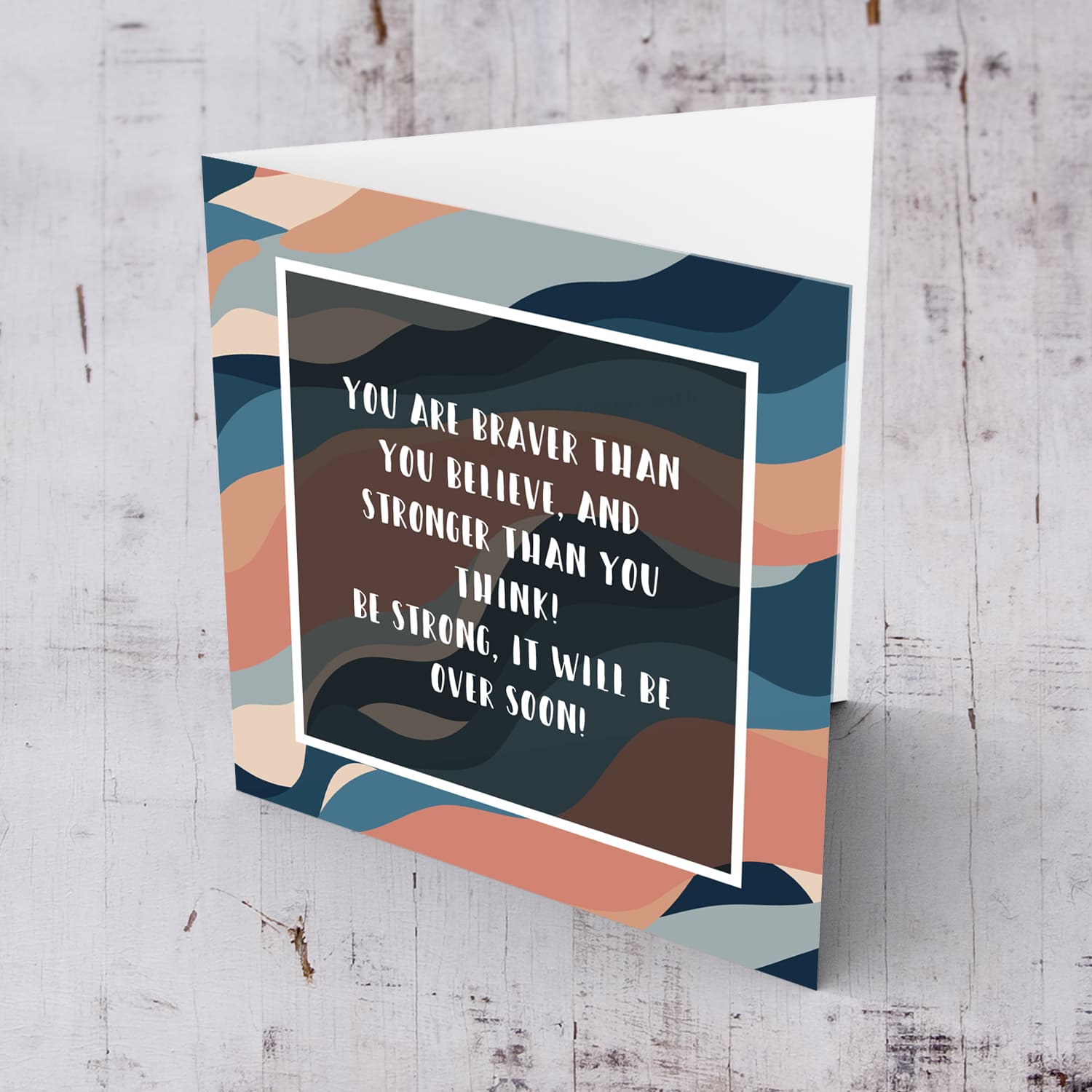 Positive and encouragement card in English with modern wavy background