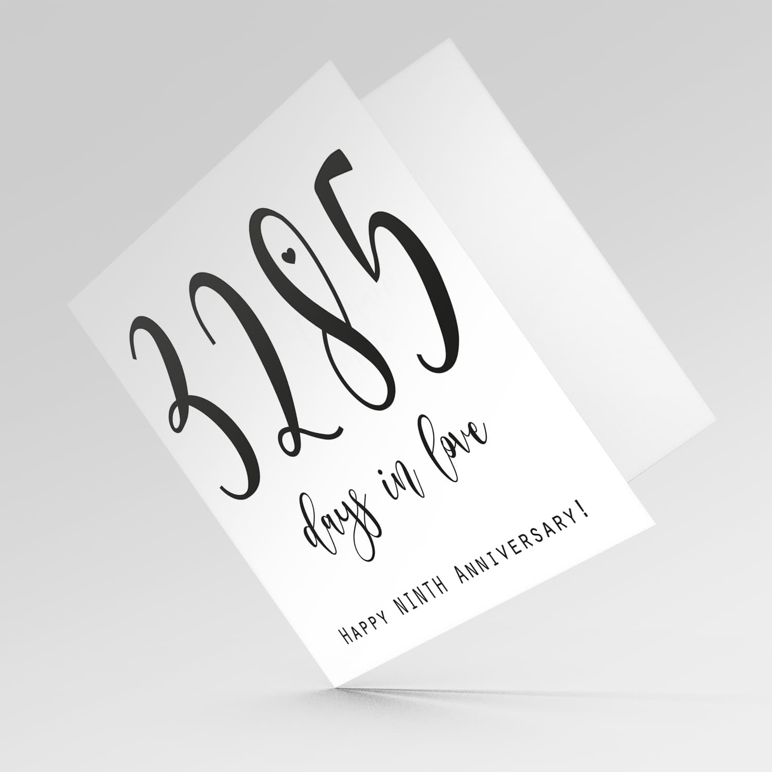 9th year anniversary (minimalist design) 3285 days in love in English