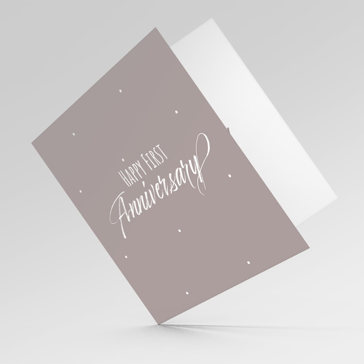 First Anniversary minimalist in taupe colour in English