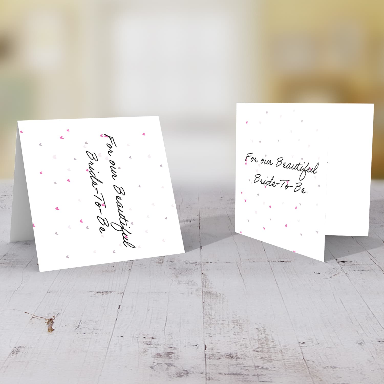 Cute and petite Hen party card for the beautiful bride to be with scattered hearts in English