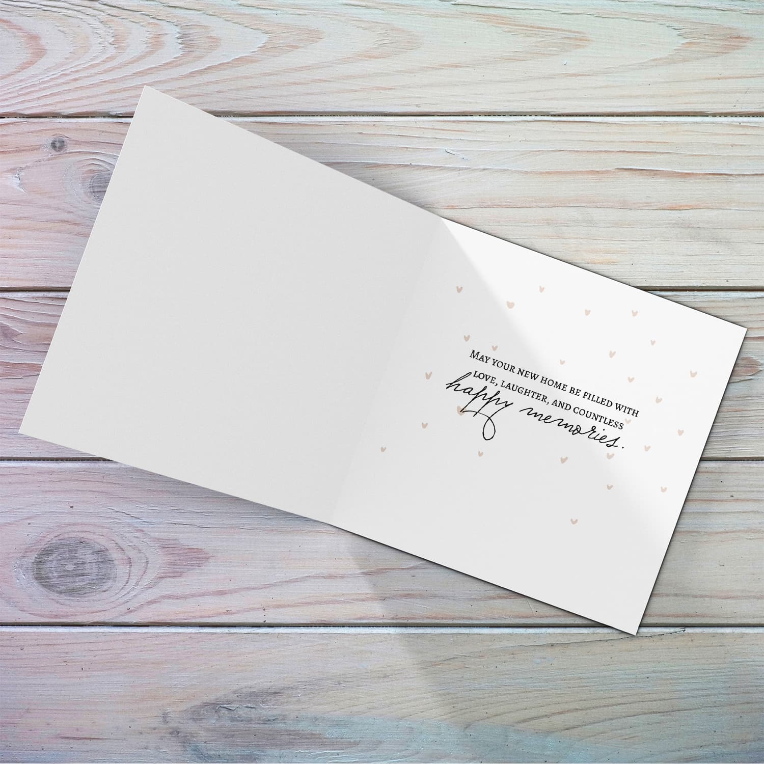 New home wishes card with famous quote from Ralph Waldo Emerson in a plain backgroudn and border in neutral colours in English