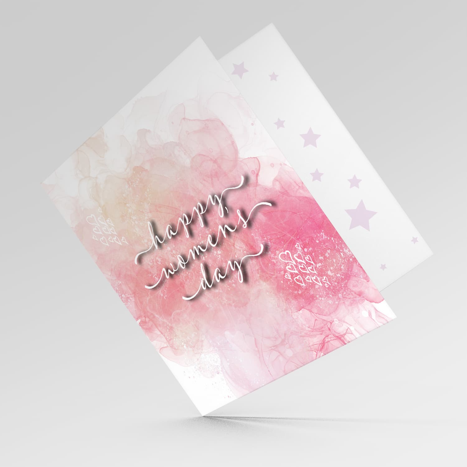 Happy women's day in pink background and hearts in English
