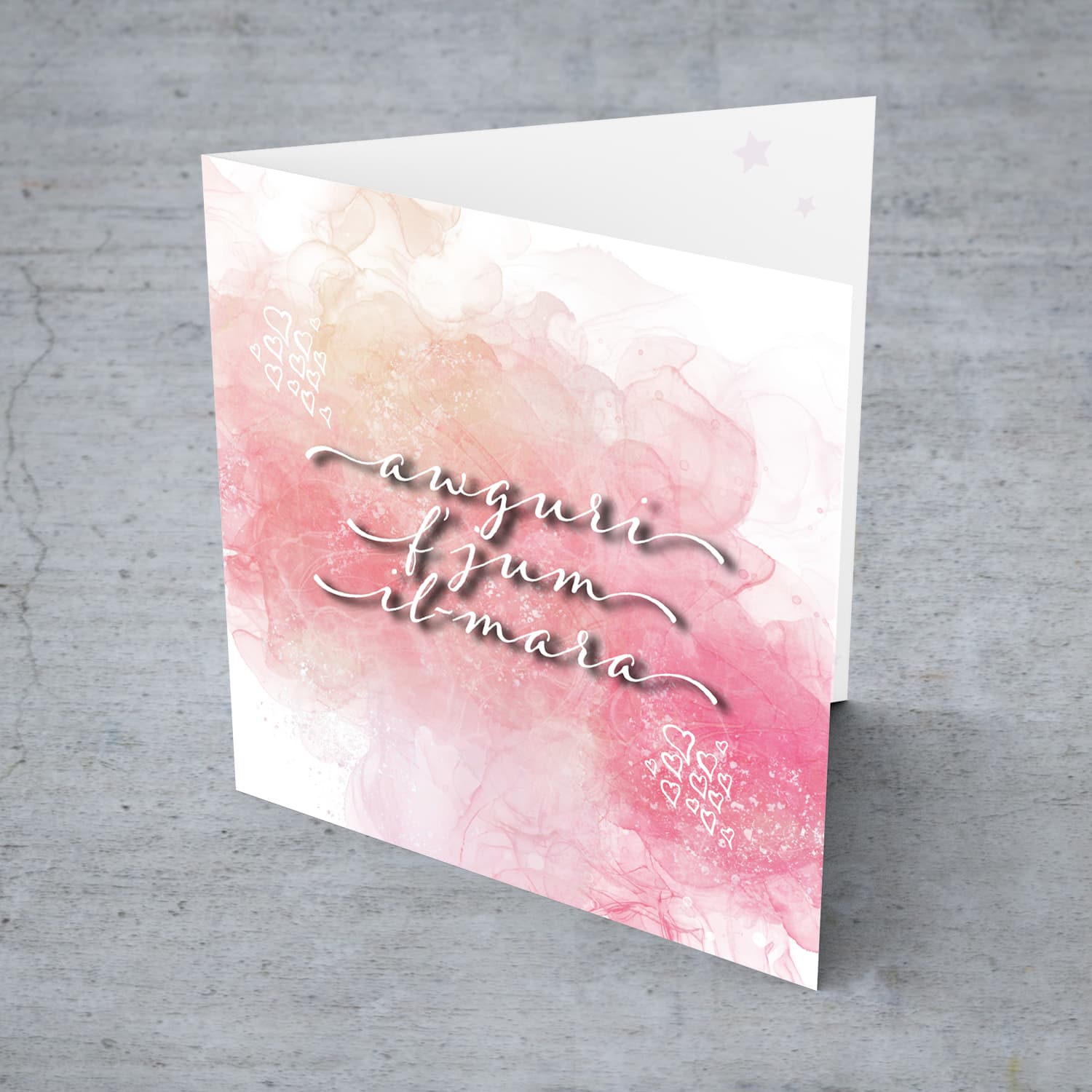 Happy women's day in pink background and hearts in Maltese