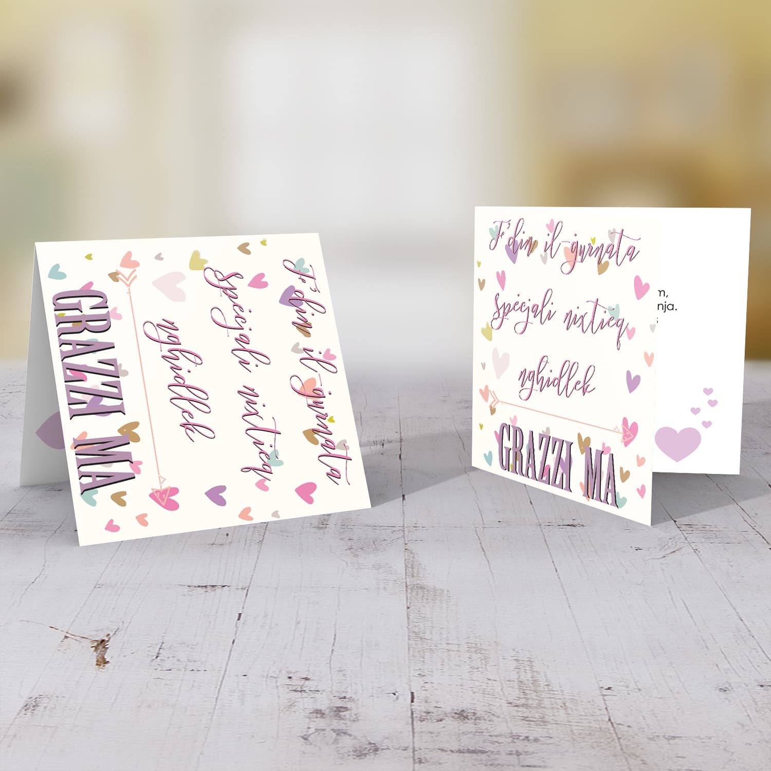 Heart themed Mother's Day card in Maltese for Mum
