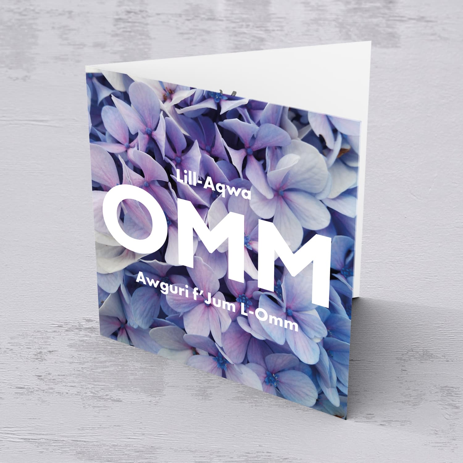 Purple hydrangeas themed Mother's Day Card in Maltese