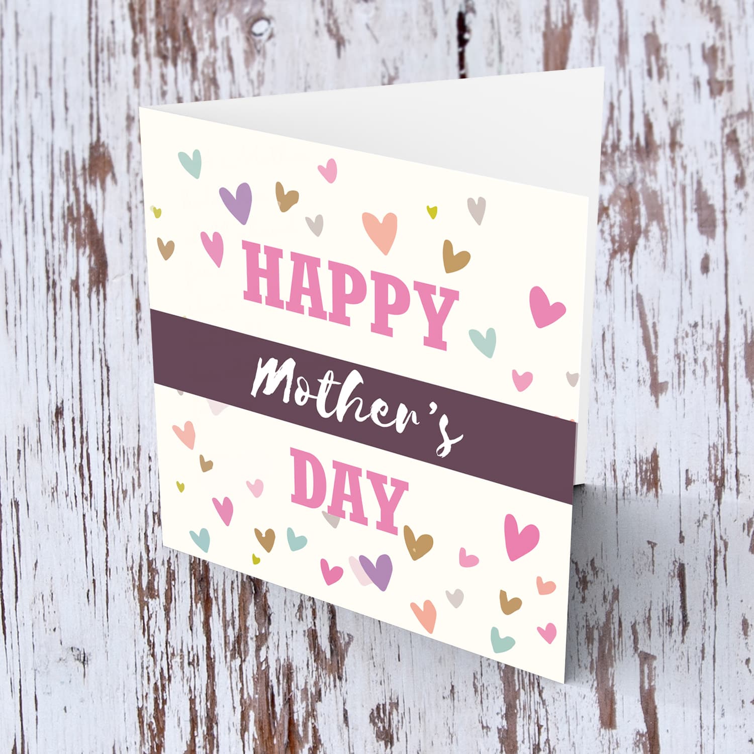 Heart themed Mother's Day card in English for Mum