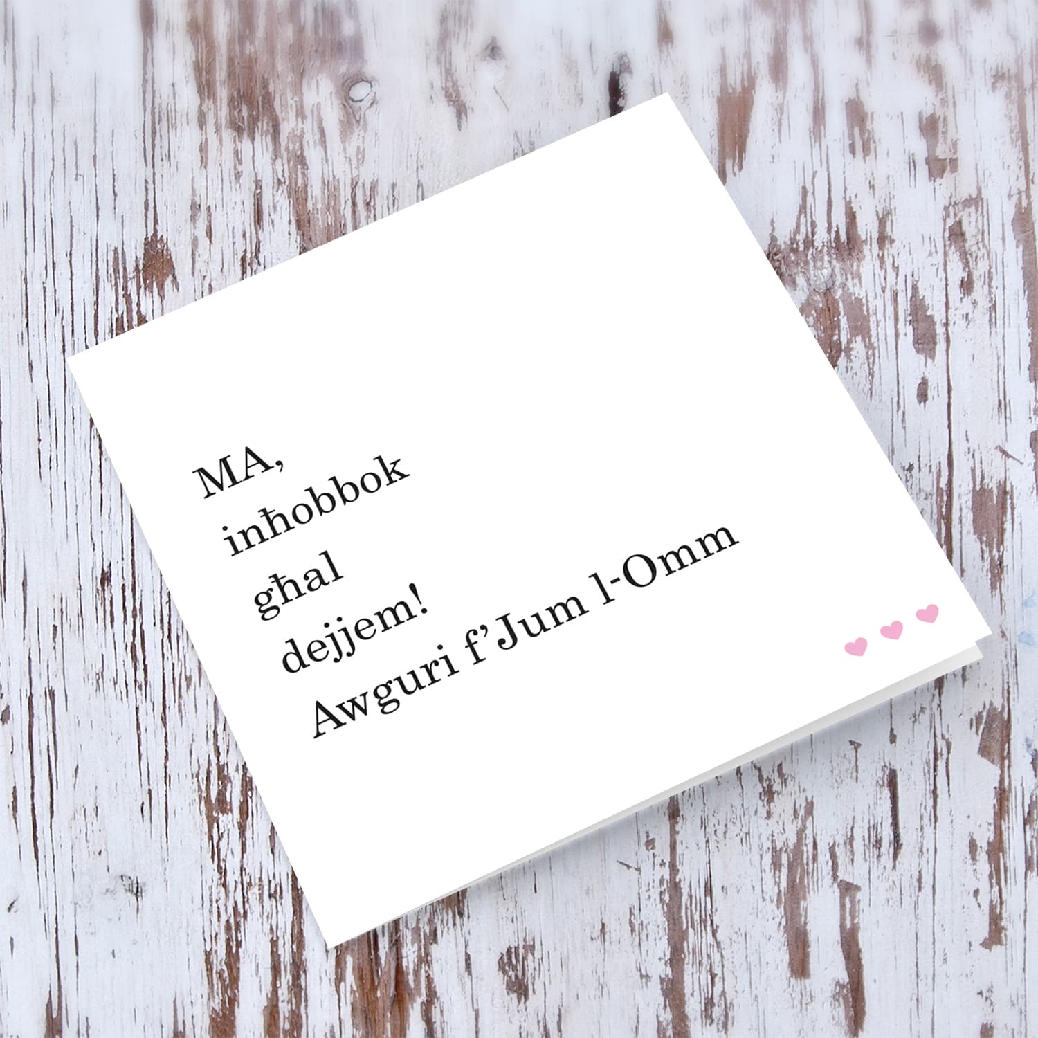 Minimalist Mother's Day card in Maltese