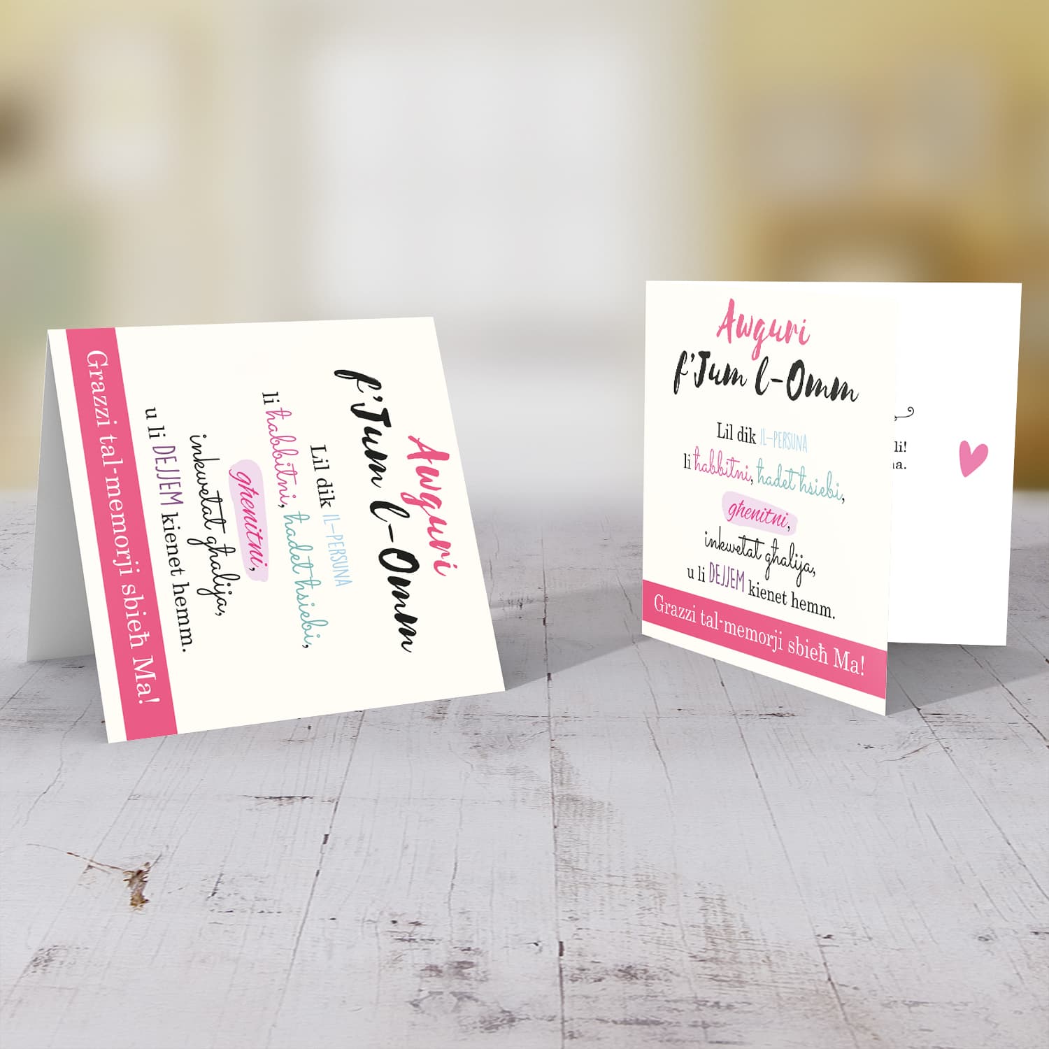Mother's Day card with a special message, in Maltese