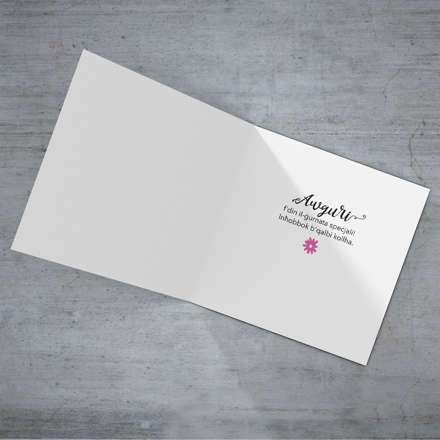Colourful floral themed mother's day card with light pink background for mother in Maltese