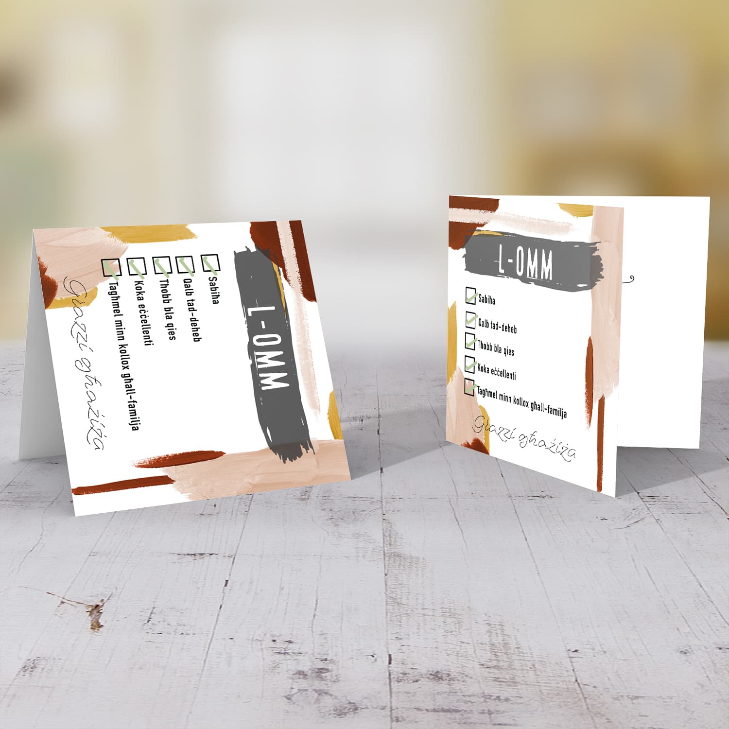 Check list themed Mother's day card in Maltese