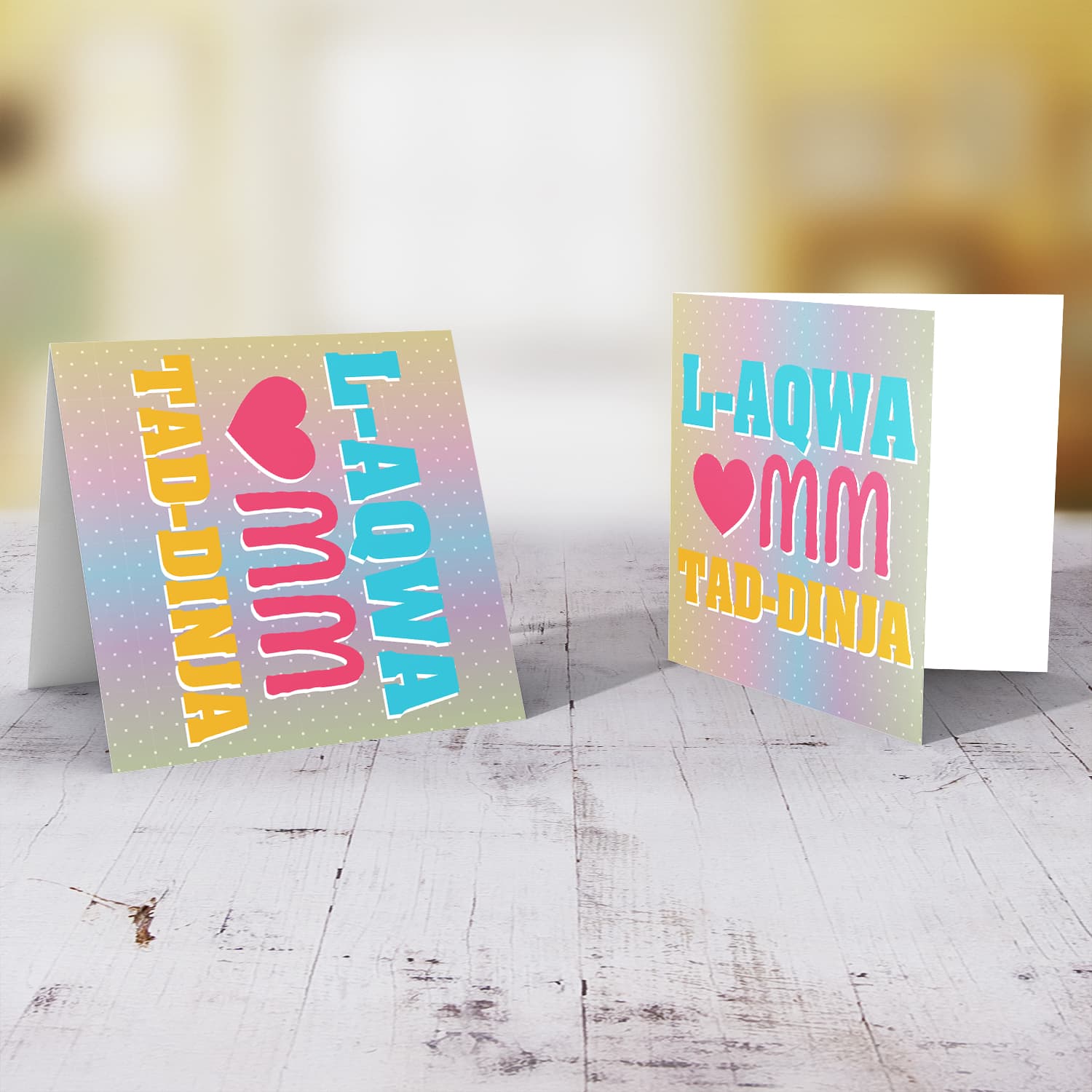 Best mum in the world card - with a rainbow and gray background in Maltese