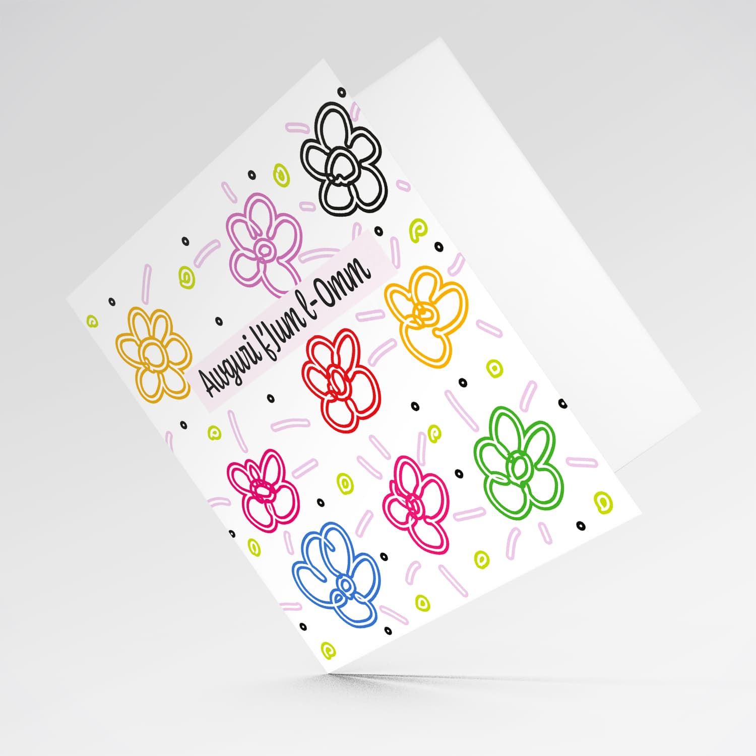 Colourful, energetic floral mother's day card in Maltese 