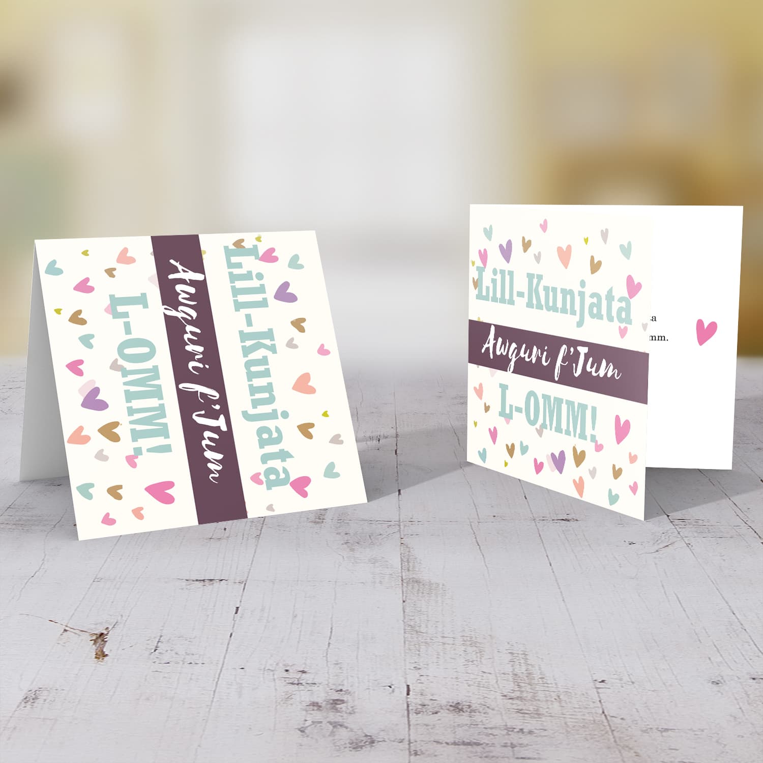 Colourful hearts mother's day card for mother in law in Maltese