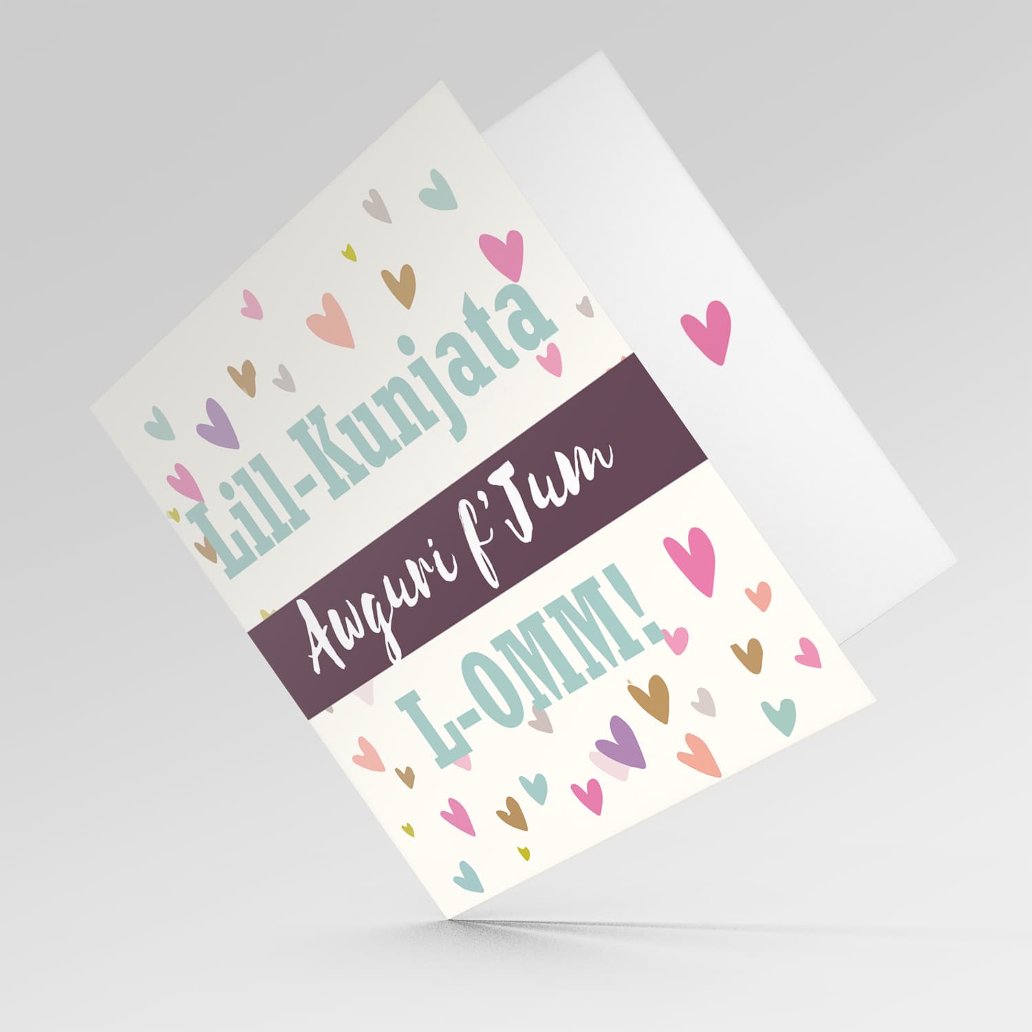 Colourful hearts mother's day card for mother in law in Maltese