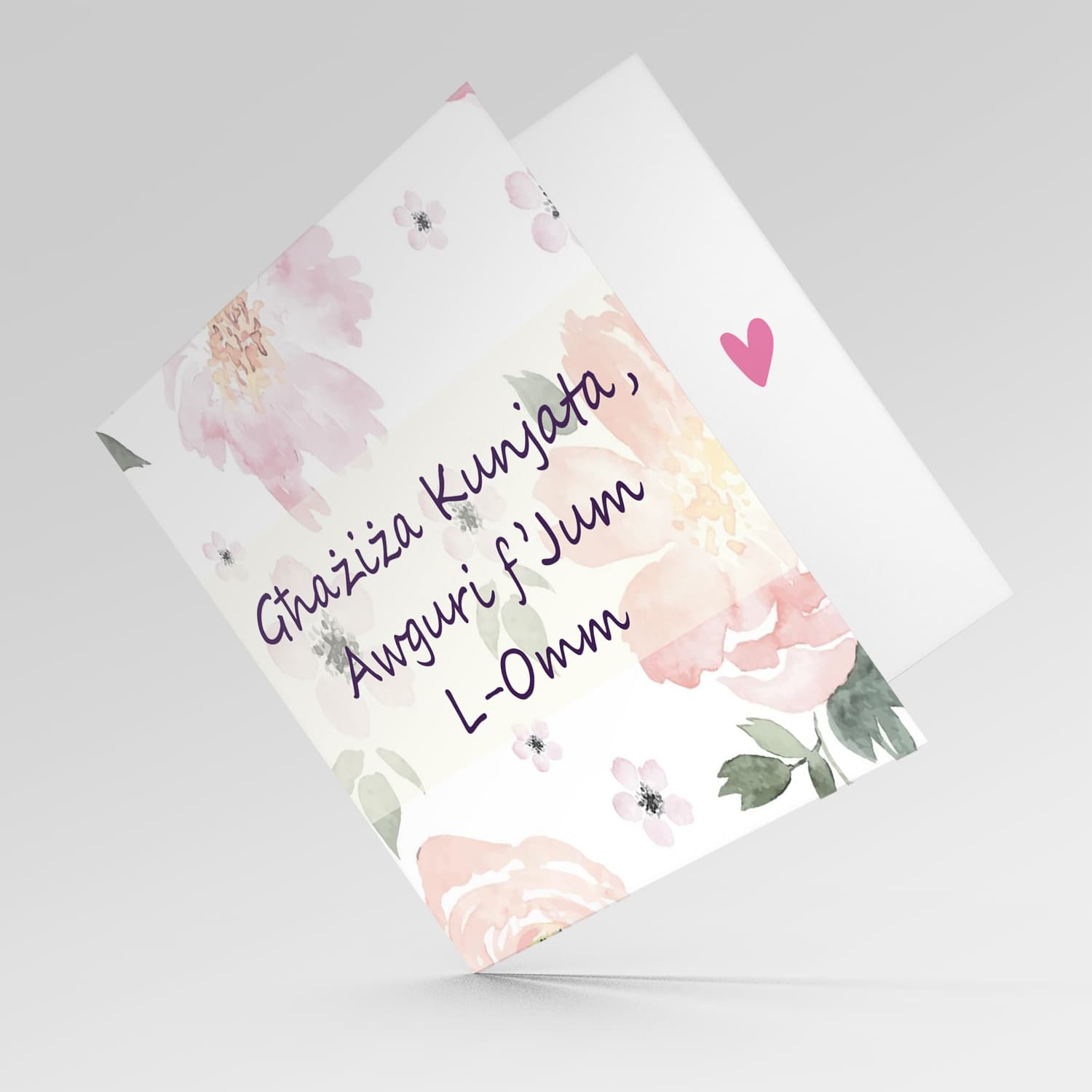 Soft Floral background mother's day card for mother in law in Maltese