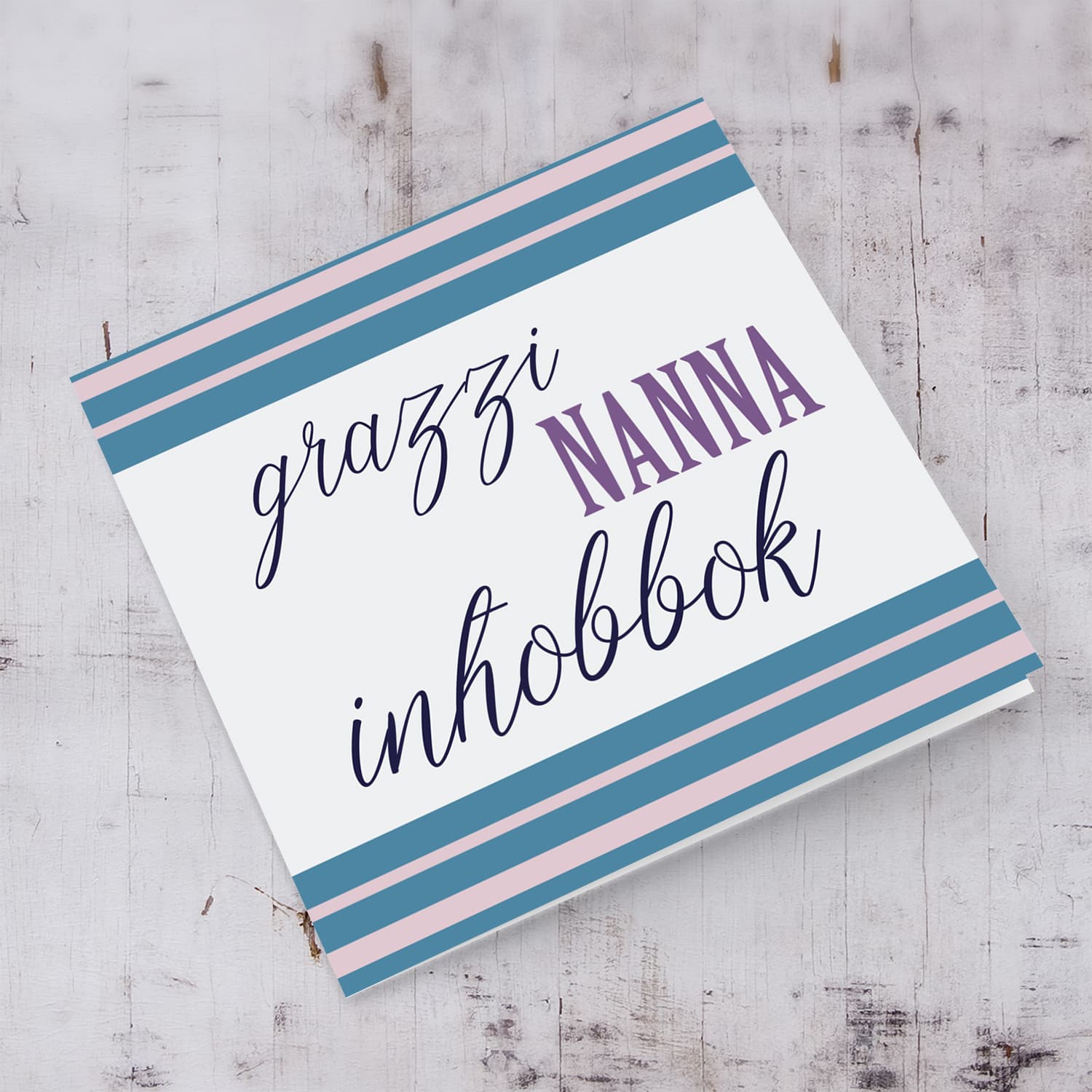 Blue striped mother's day card for grandma in Maltese