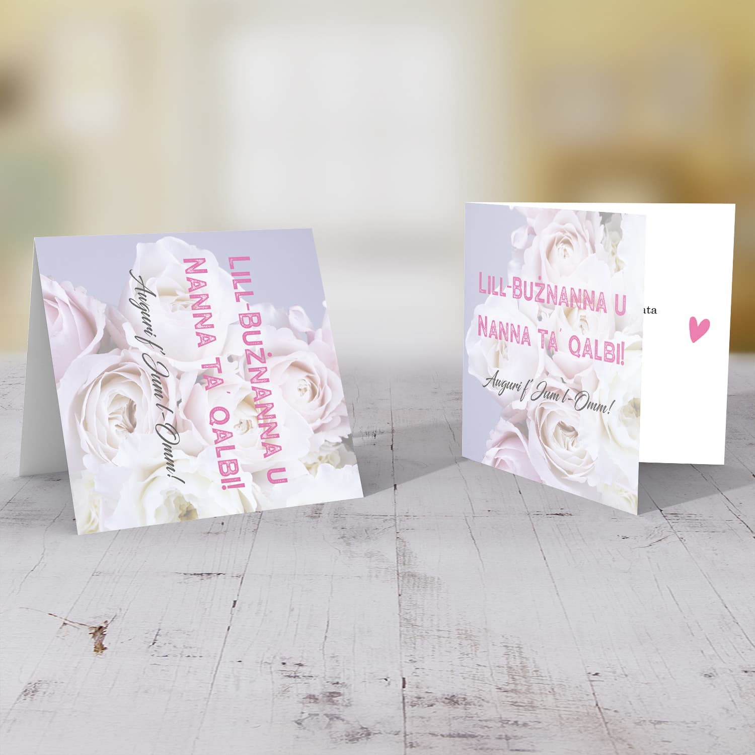Purple roses themed Mother's Day Card for Grandma and Great Grandma  in Maltese