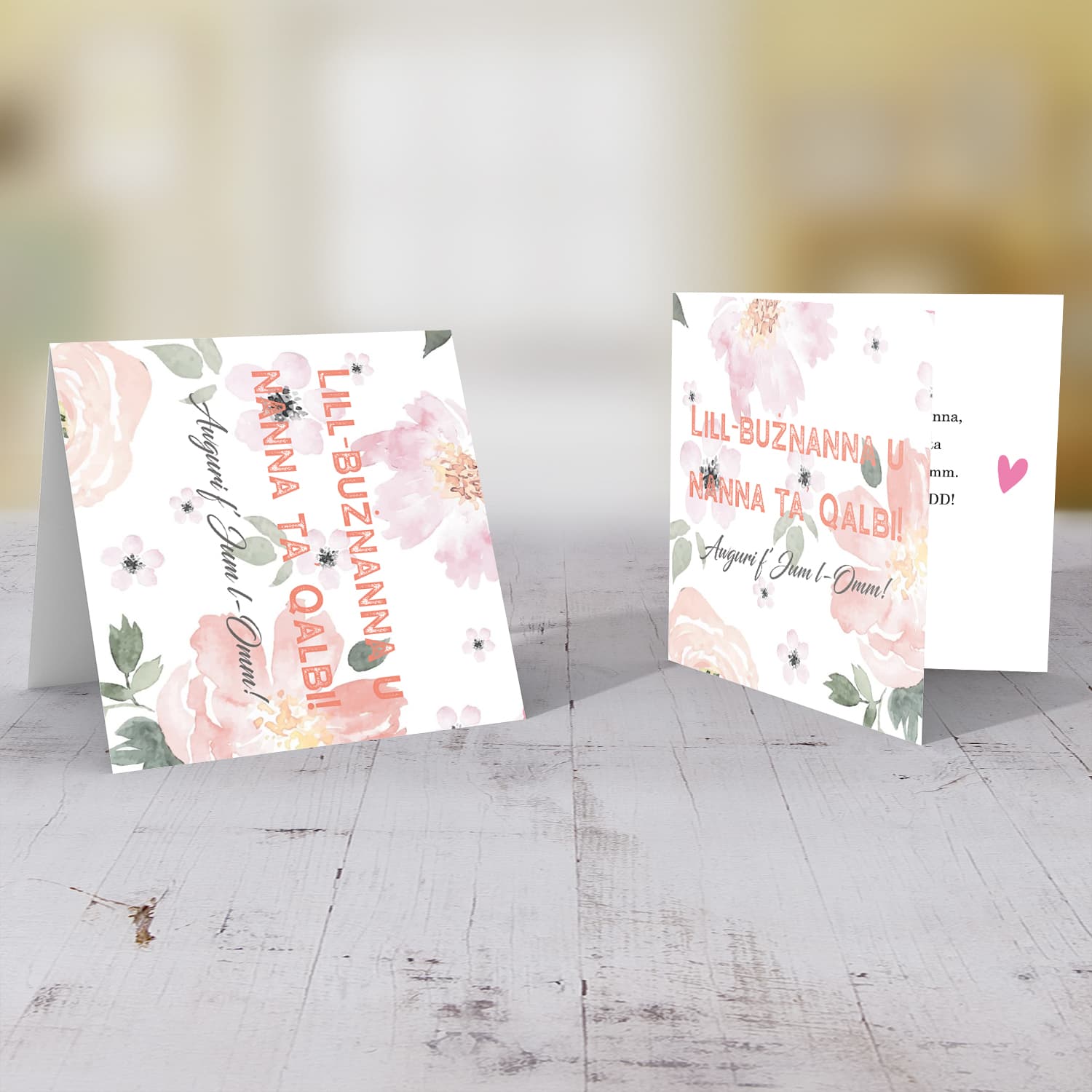 Soft floral background Mother's Day card for Great Grandma and Grandma in Maltese