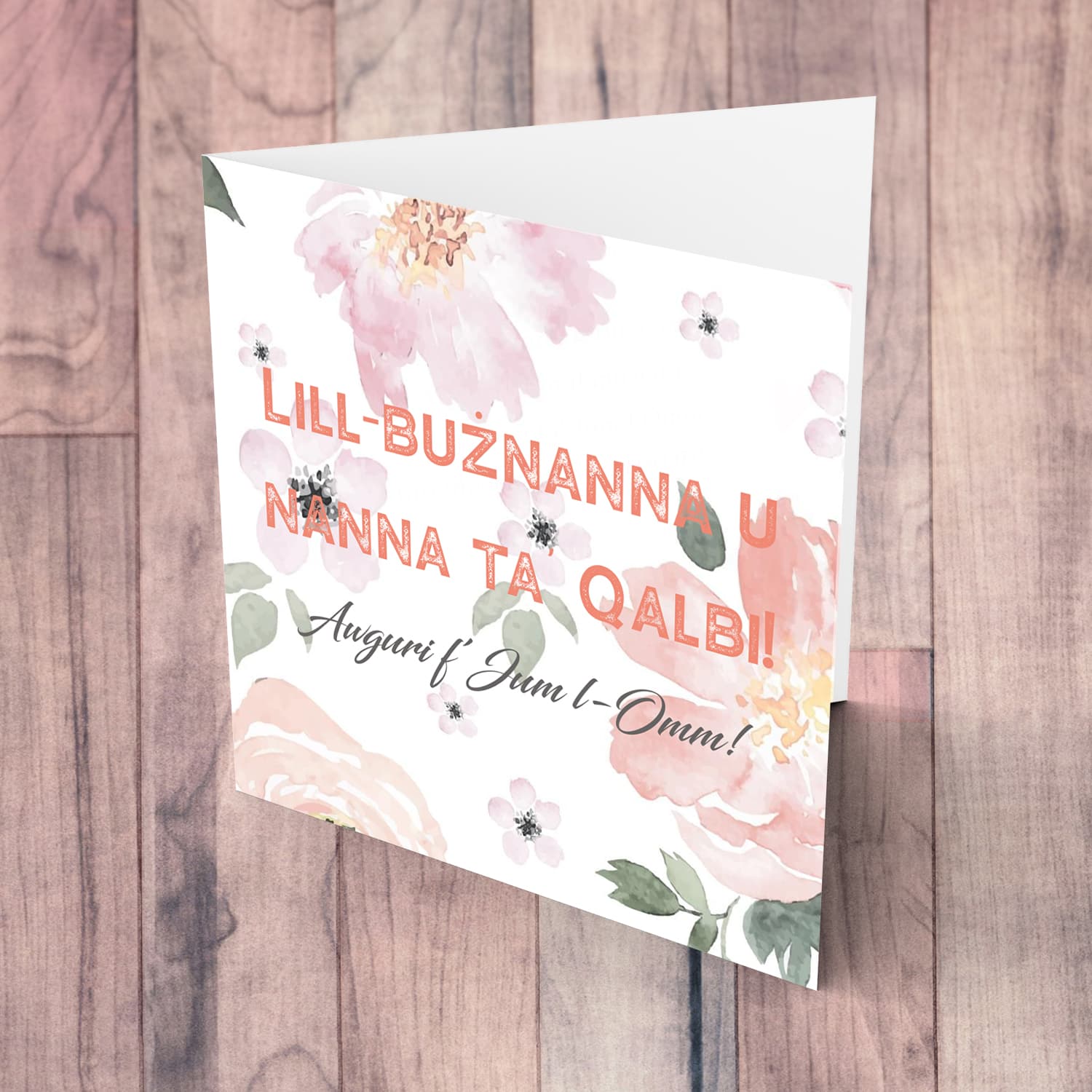 Soft floral background Mother's Day card for Great Grandma and Grandma in Maltese