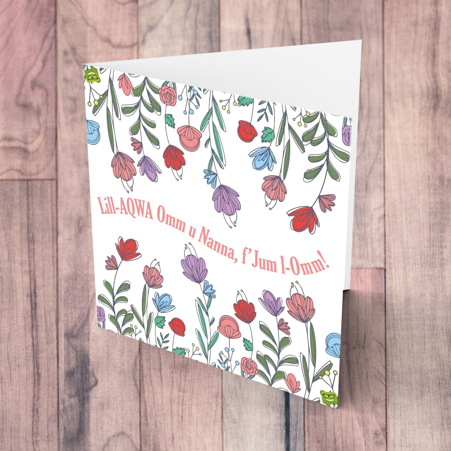 Colourful flowers themed Mother's Day Card for Mother and Grandma in Maltese