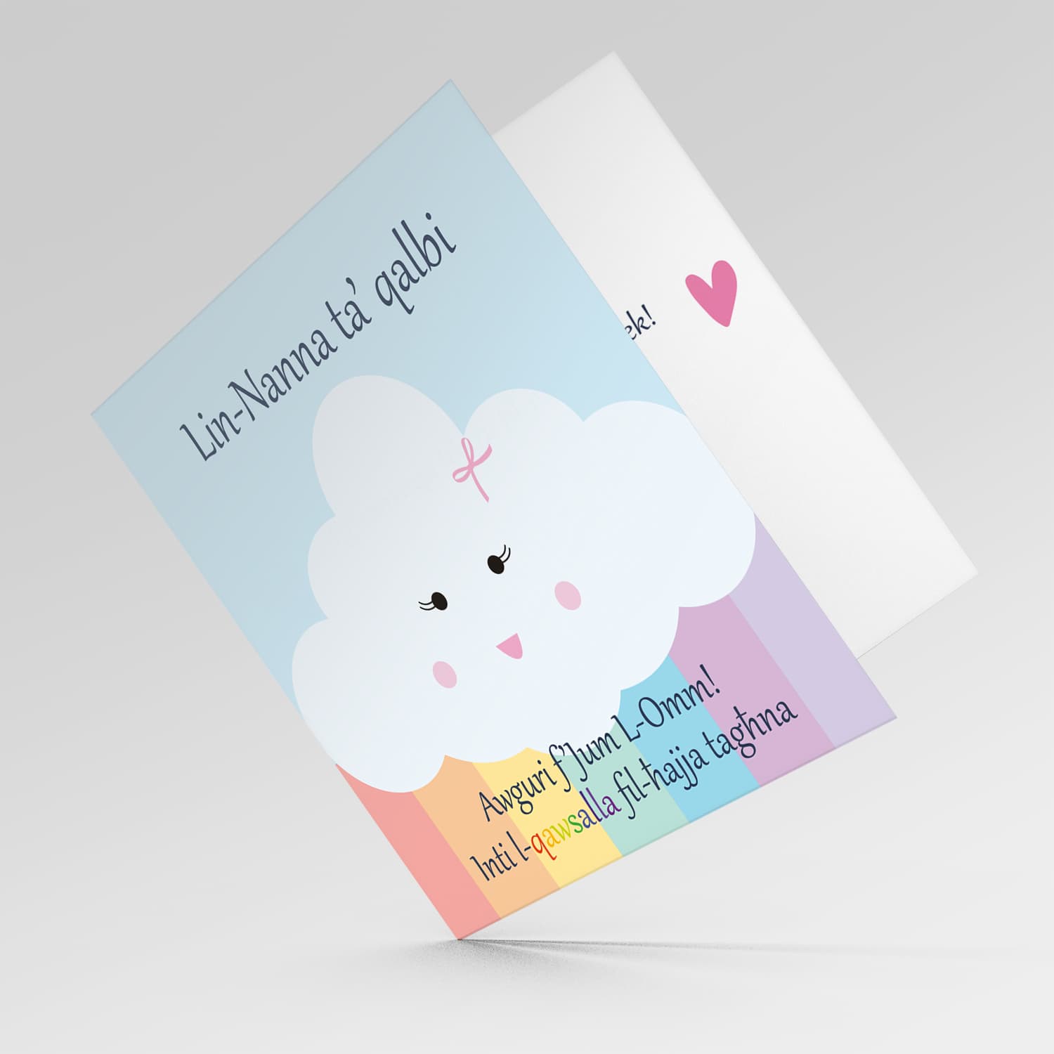 Rainbow themed mother's day card for Nanna in Maltese