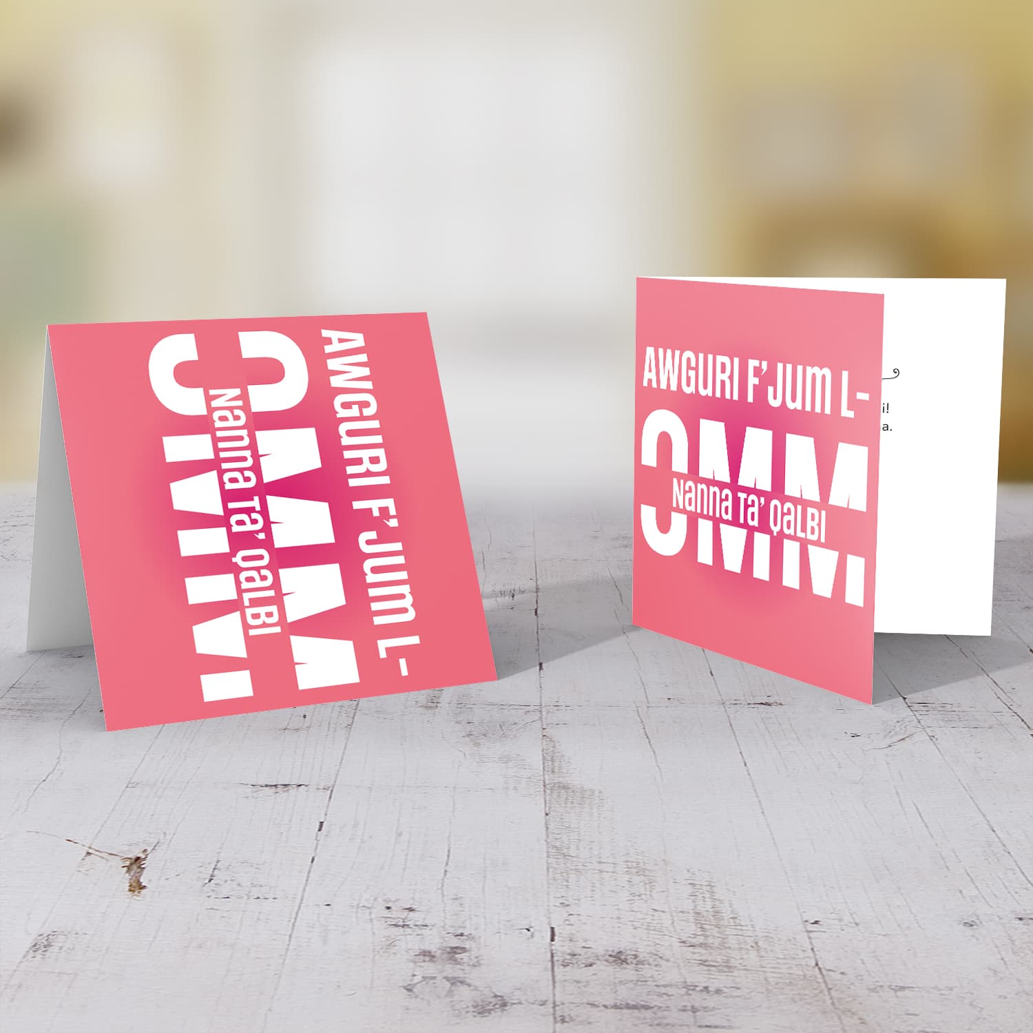 Bright pink background mother's day card for Grandma in Maltese