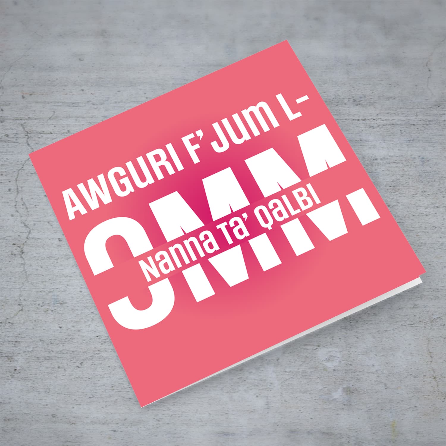 Bright pink background mother's day card for Grandma in Maltese