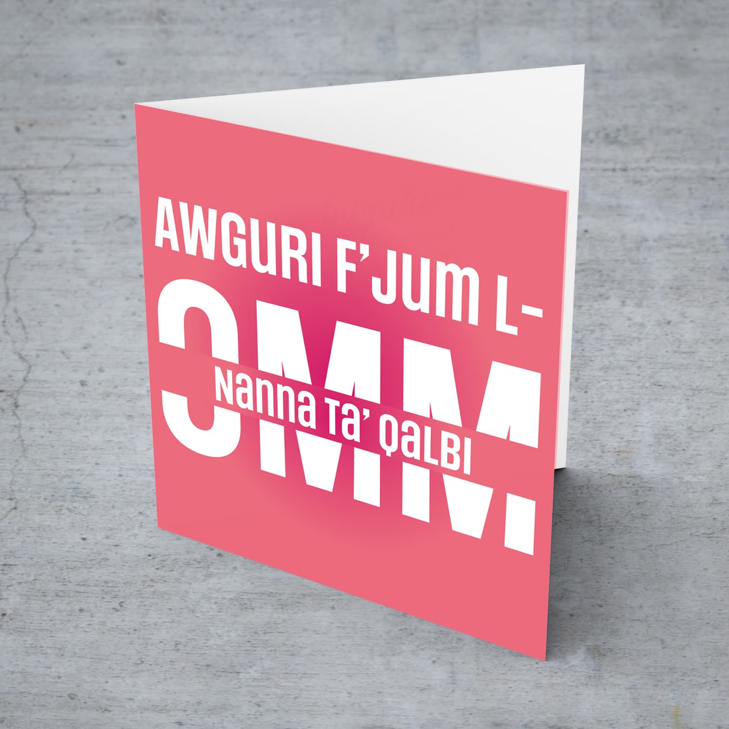 Bright pink background mother's day card for Grandma in Maltese