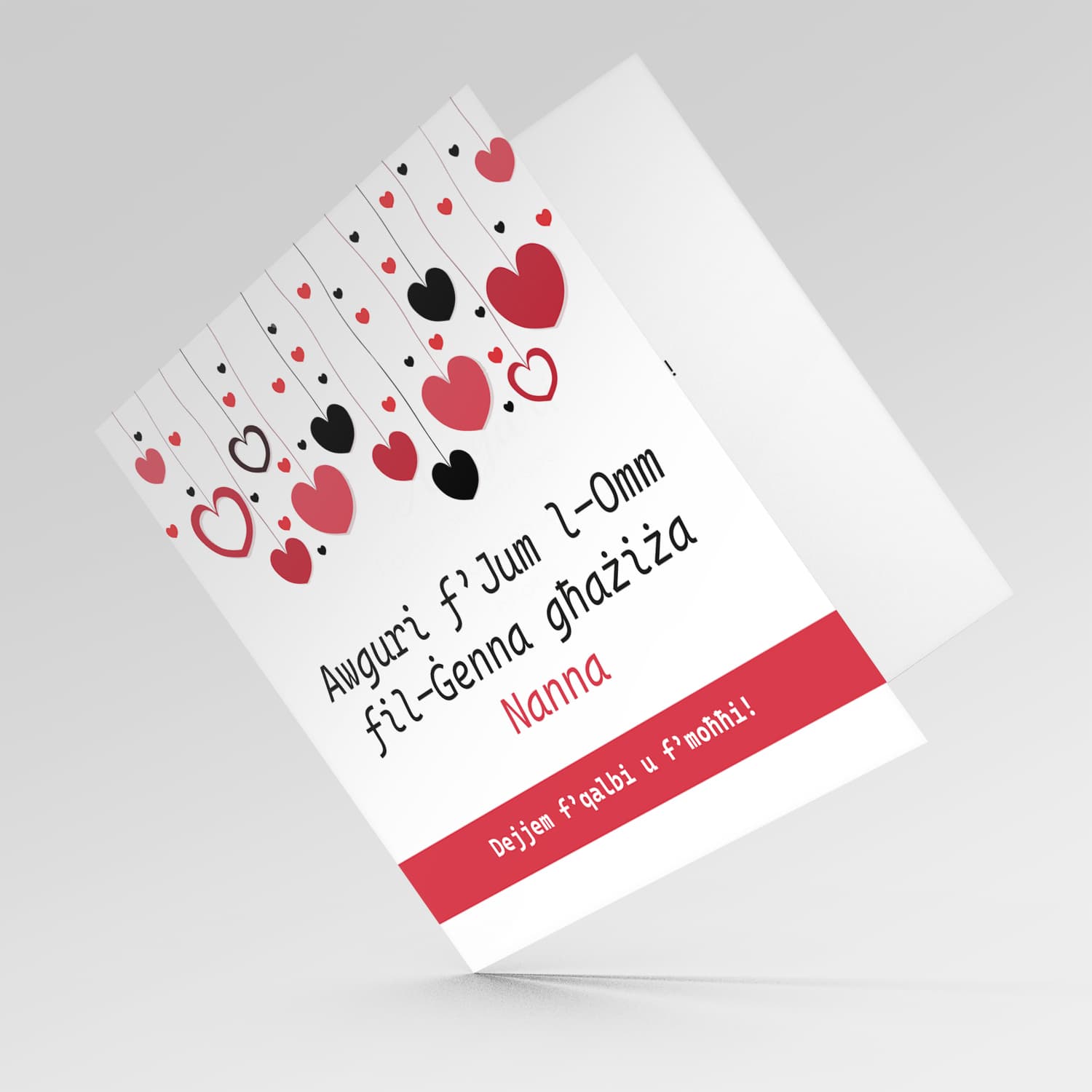 Hangning hearts Mother's day in Heaven card for Grandma in Maltese